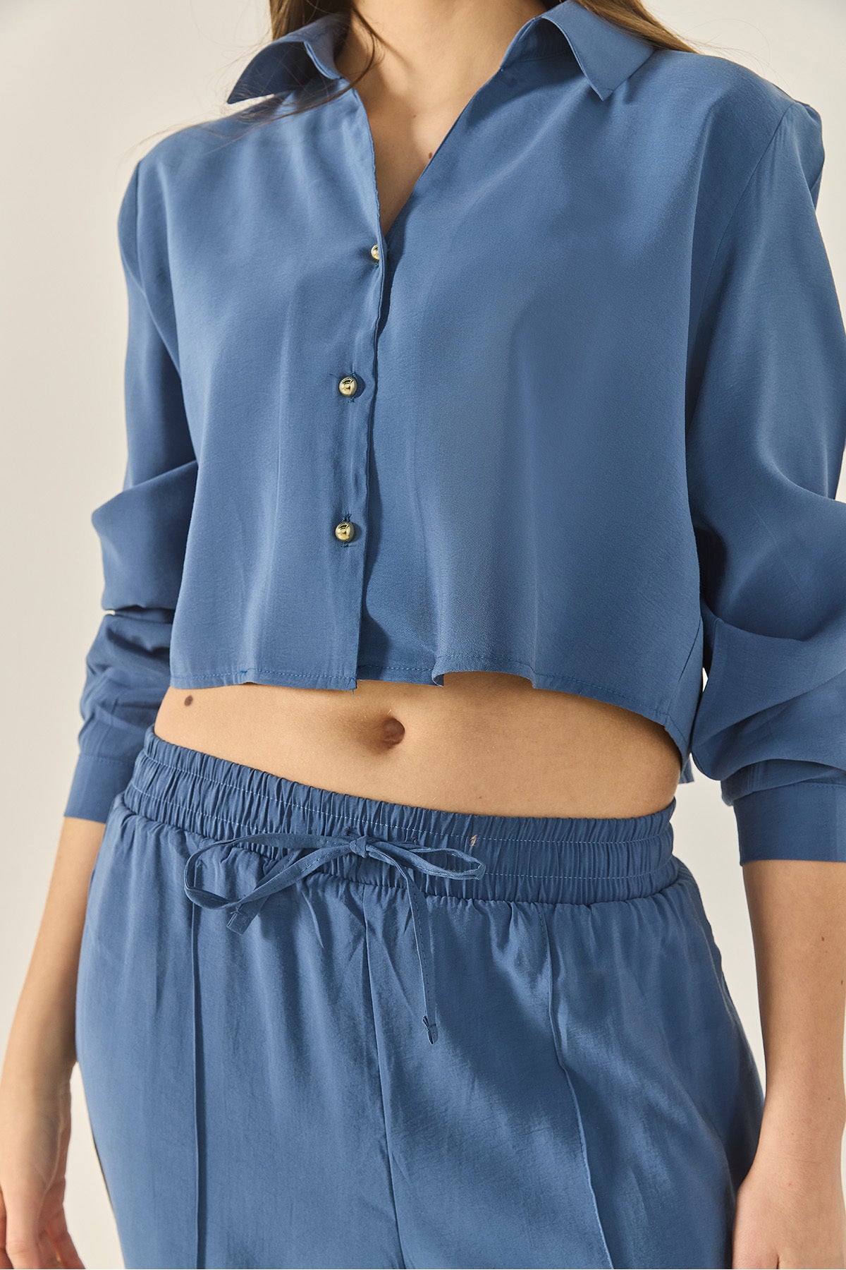 Women's V-Neck Shirt with Loose Trousers Casual Modal Bottom-Top Set 60409 60283255