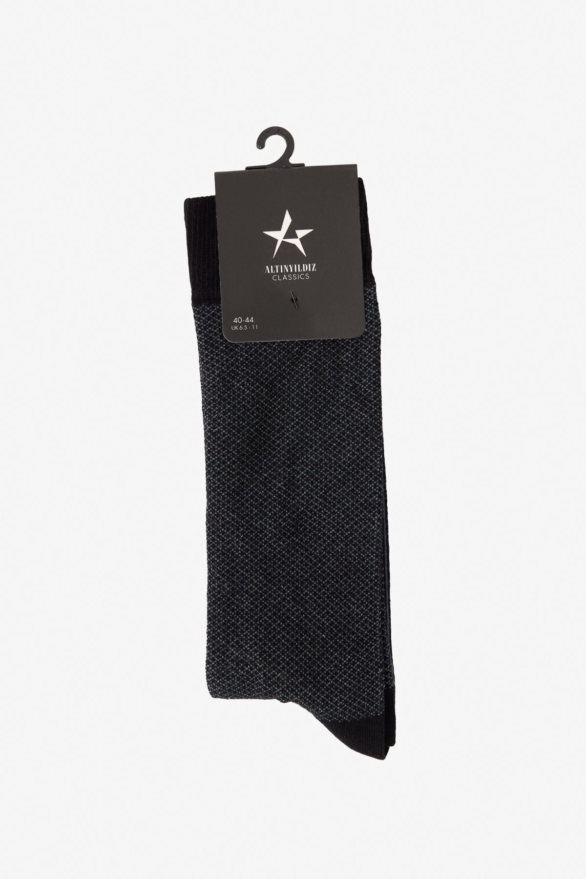 Men's black-gray patterned cotton socket socks
