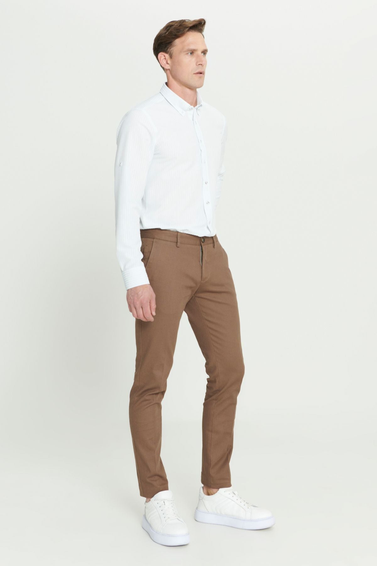 Men's Camel Slim Fit Narrow Cut Amelor Flexible Casual Pants