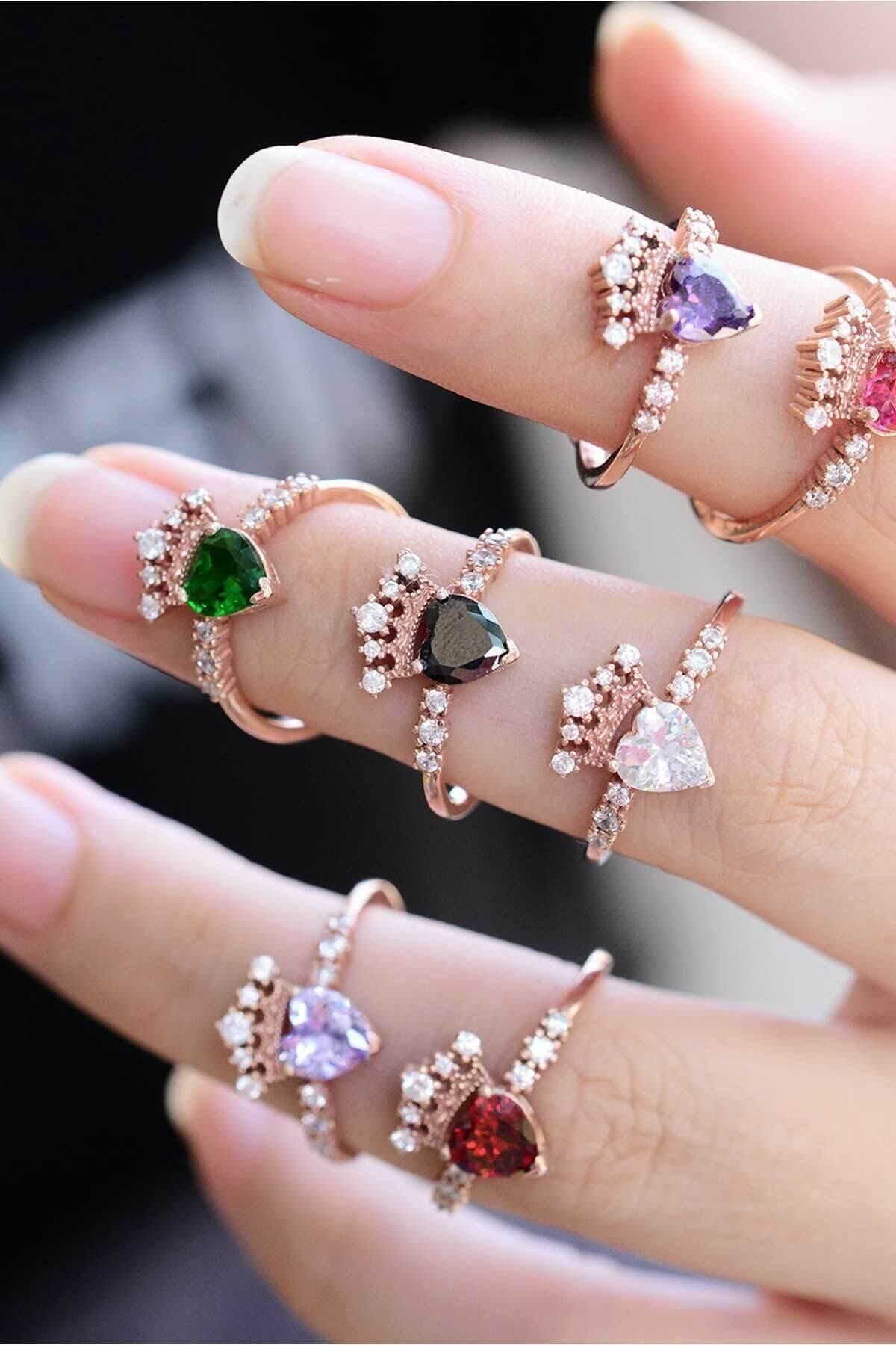 Princess Crown Purple Stone 14k Rose Gold Plated Ring