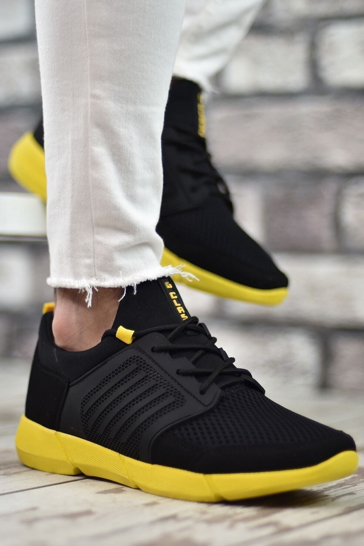 Black Yellow Sportz Men's Sneaker