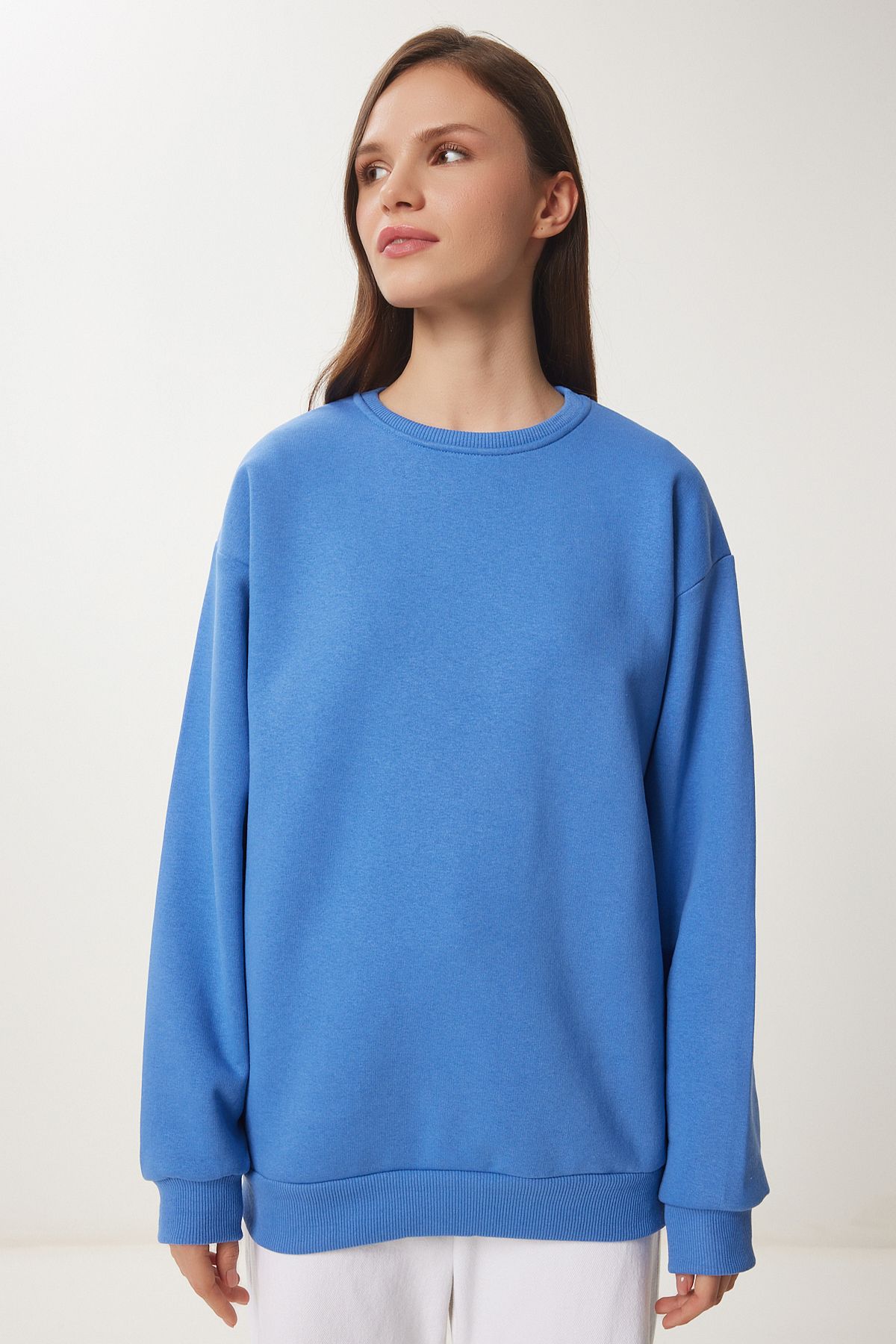 Woman Sky Blue Blue Basic Sweatshirt OW00001