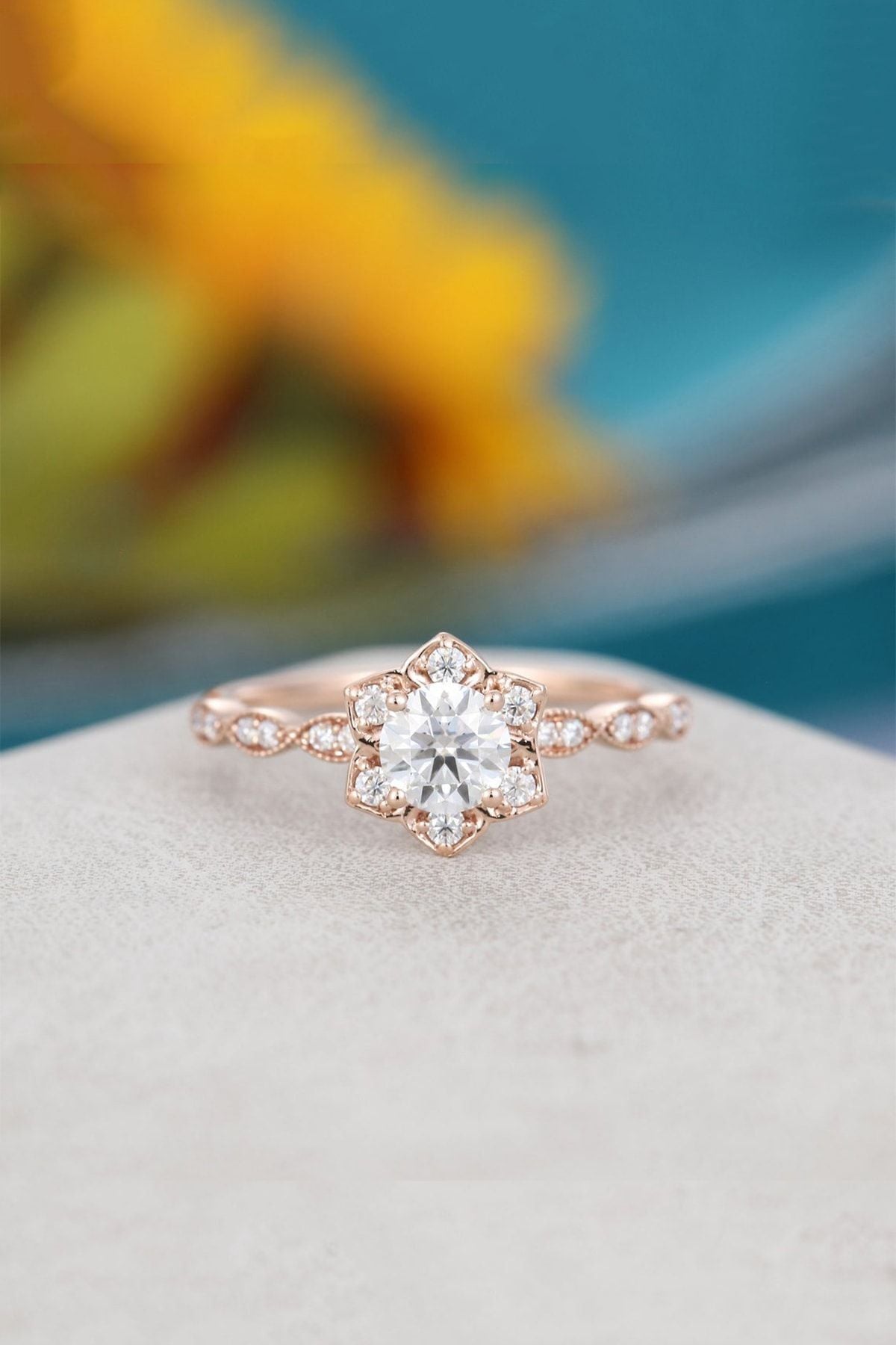 Flower Model Vintage 14 K Rose Gold Plated Adjustable Women Ring
