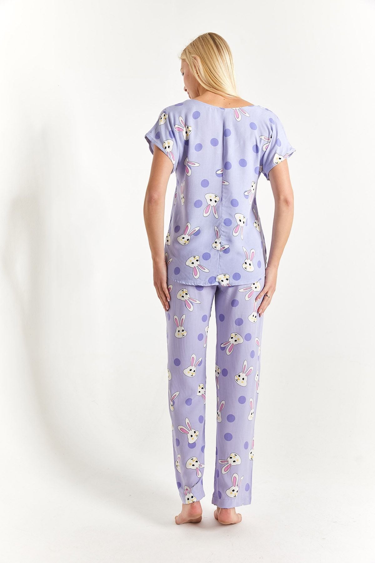 Women's Lilac rabbits Patterned Patterned Pajama Set ARM-23Y00106060