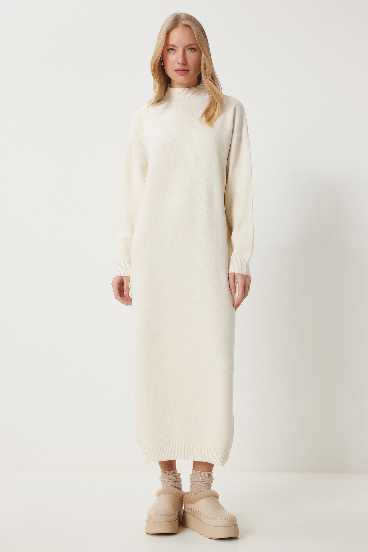 Female Bone Fisherman Collar Long Knitwear Dress DD01344