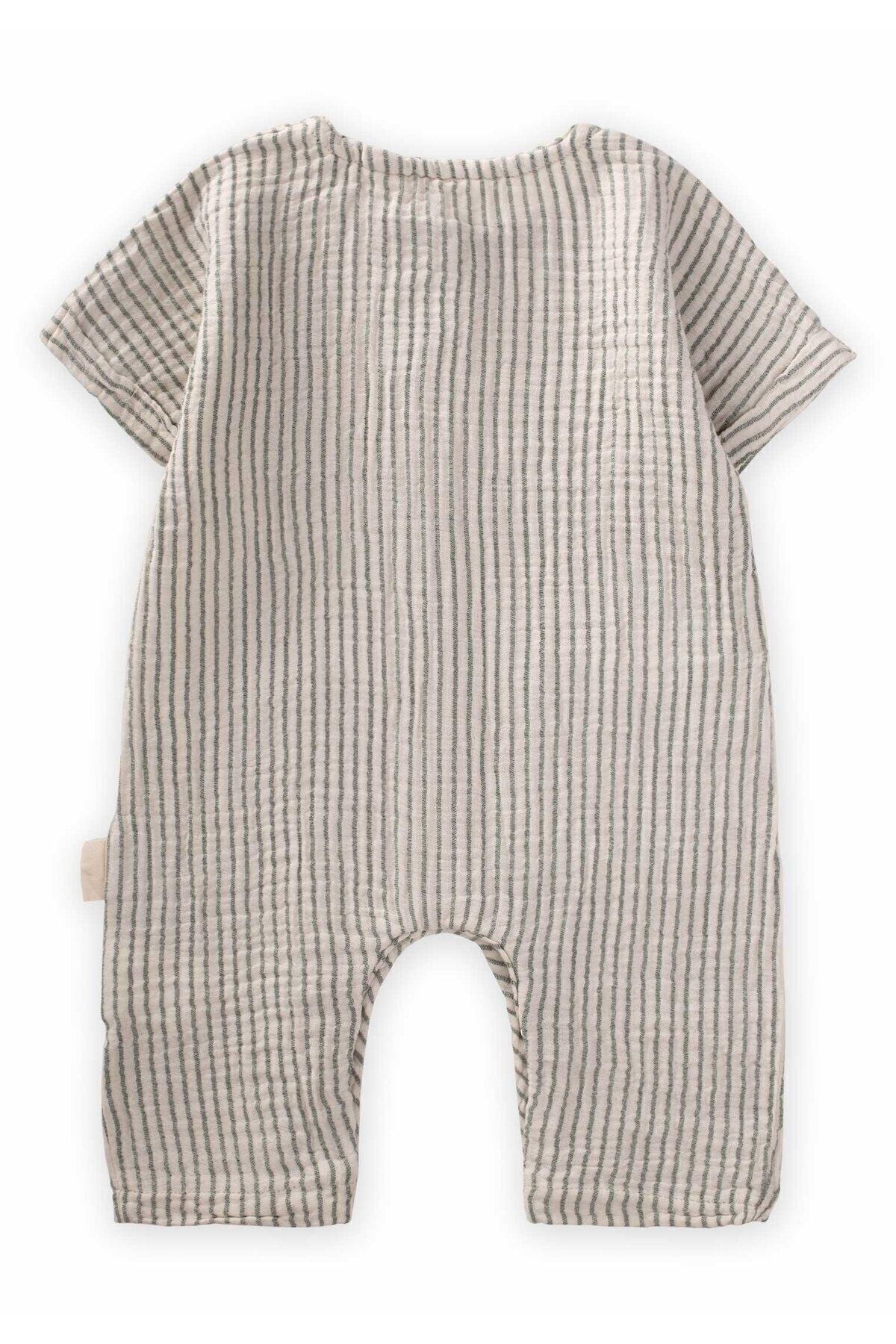 Striped muslin pocket overalls 0-3 years old green