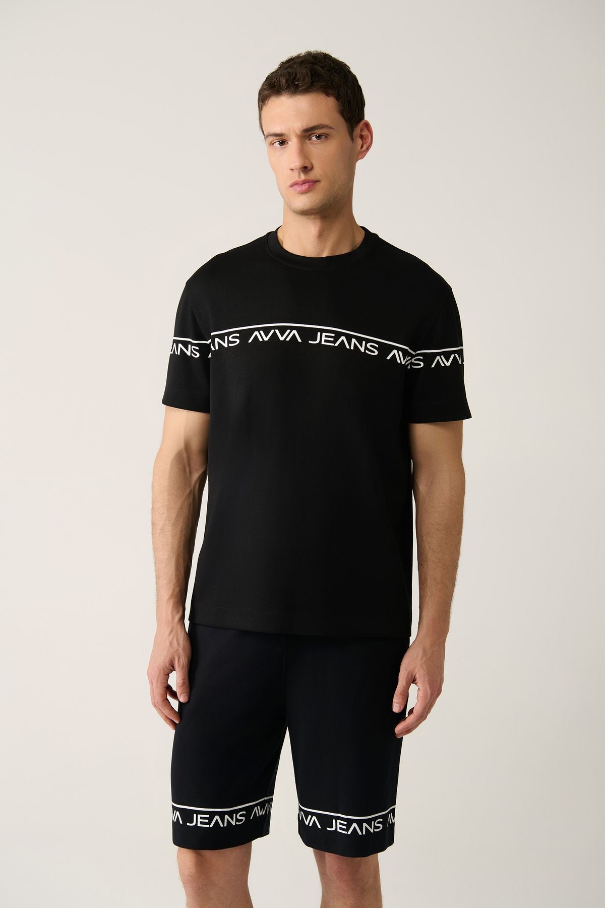 Men's Black Printed Bicycle Yaka Soft Touch T-shirt A41y1329