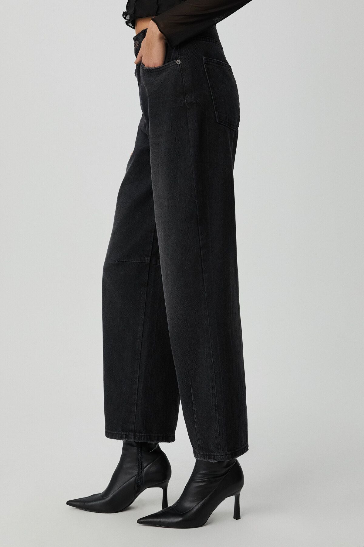 Queen woman high waist denim anthracite pants