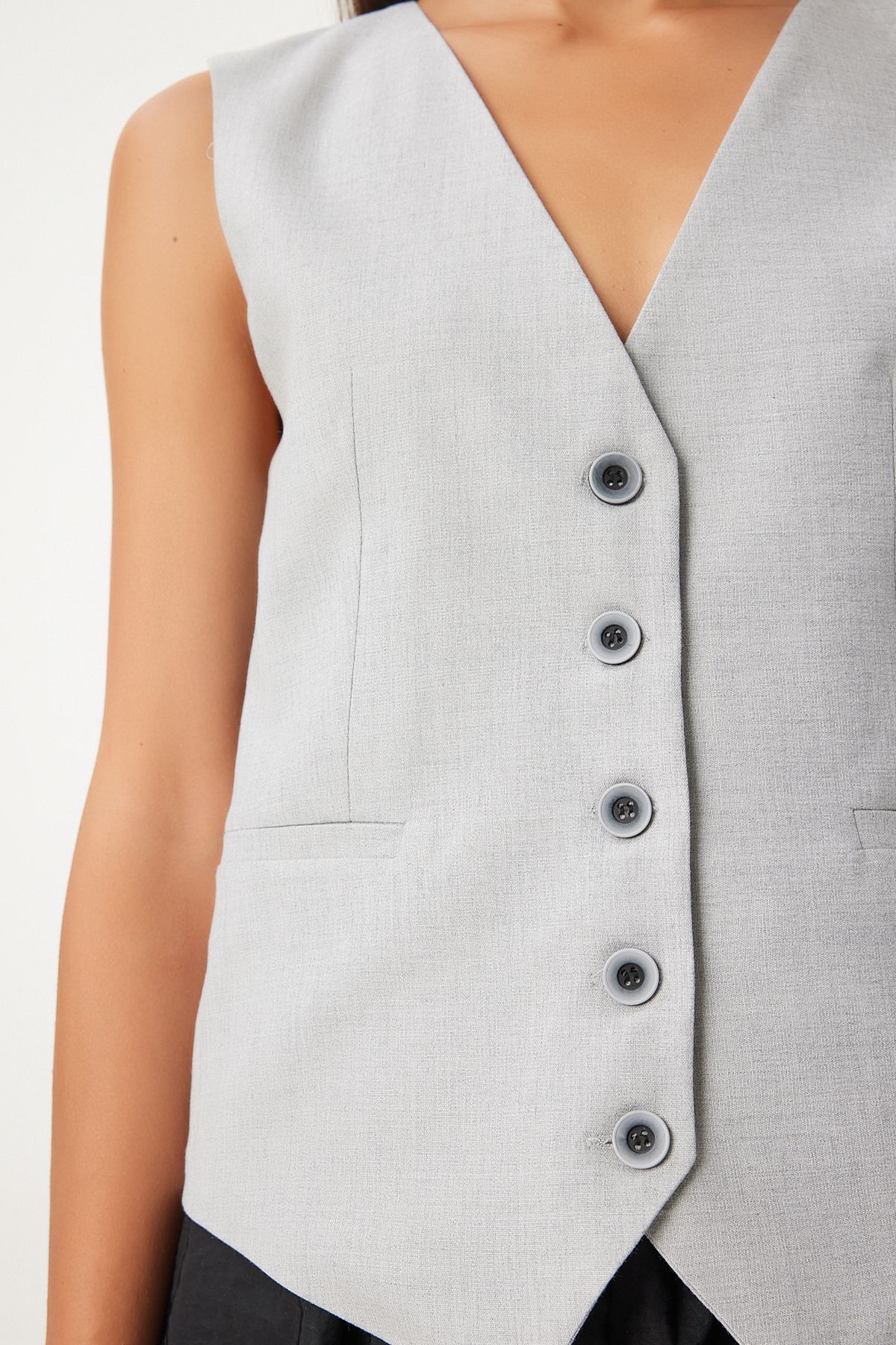 Women's Gray V -Neck Viscose Vest To00145