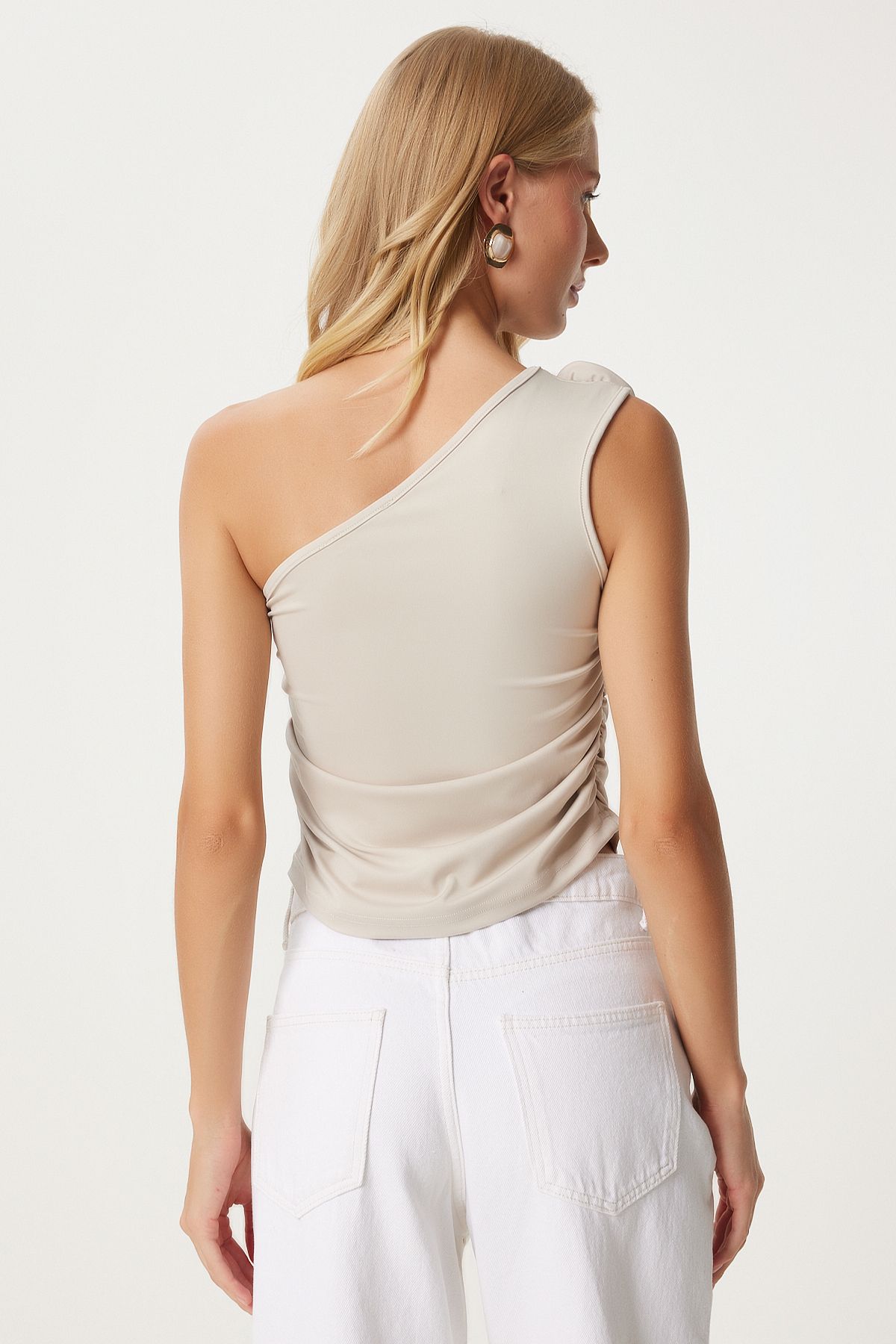 Female Stone One Shoulder Rose Detailed Blouse FN03323