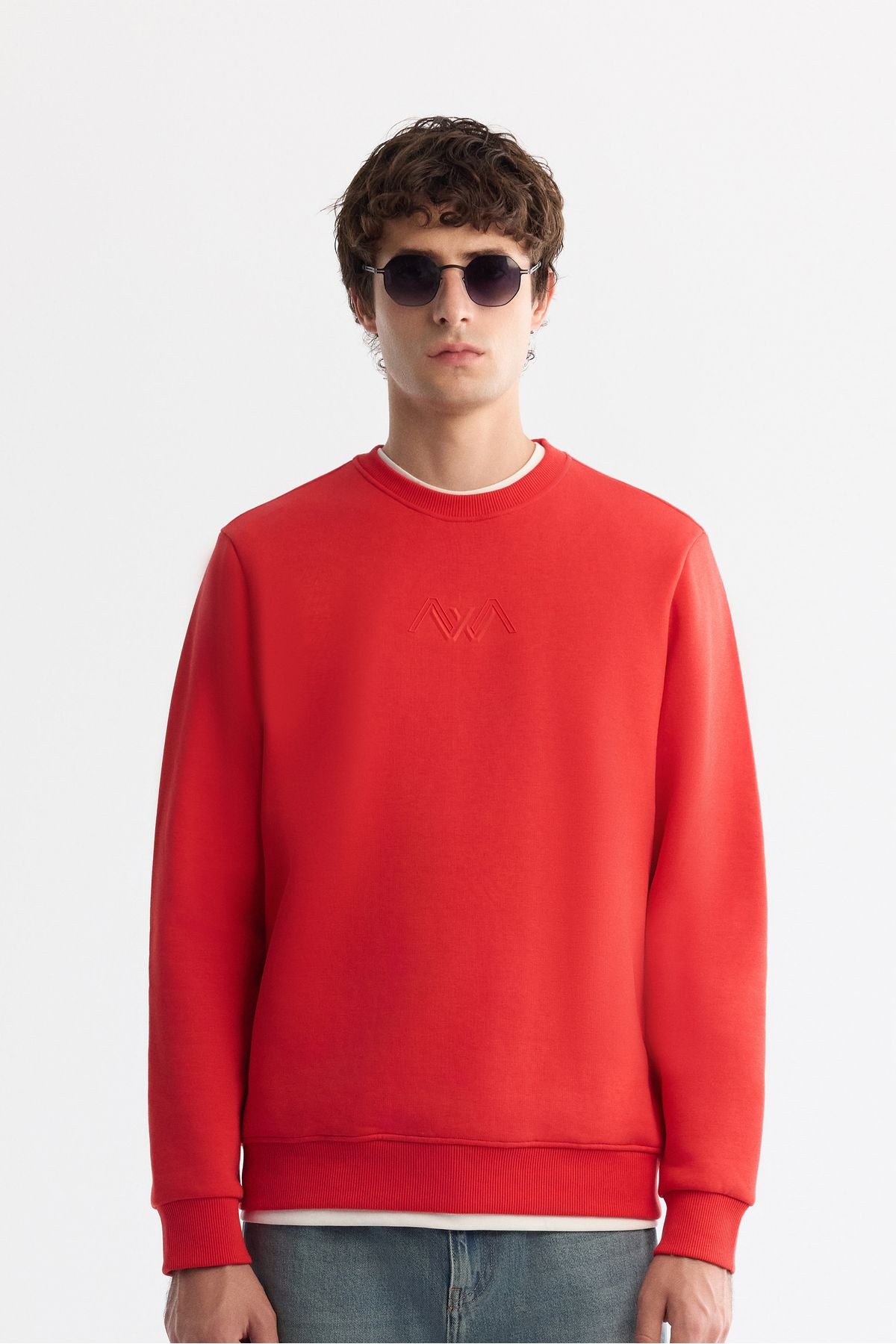 Men's Red Bicycle Neck Içi 3 -IP Sweatshirt B001033