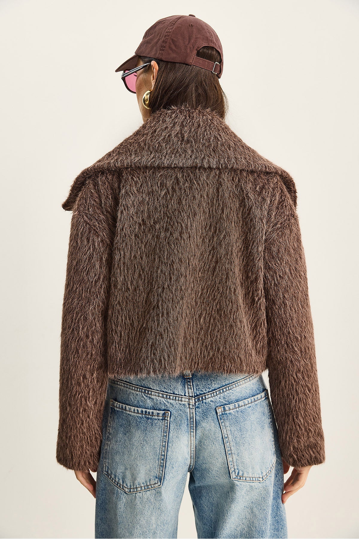 Women's Wide Collar Pocket Detailed Lined Raised Crop Coat 0211 60283819