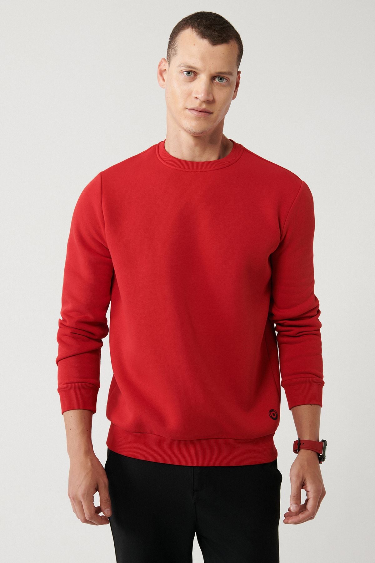 Men's Red Unisex Sweatshirt Bicycle Collar Frars 3 IP Cotton Regular Fit E001017