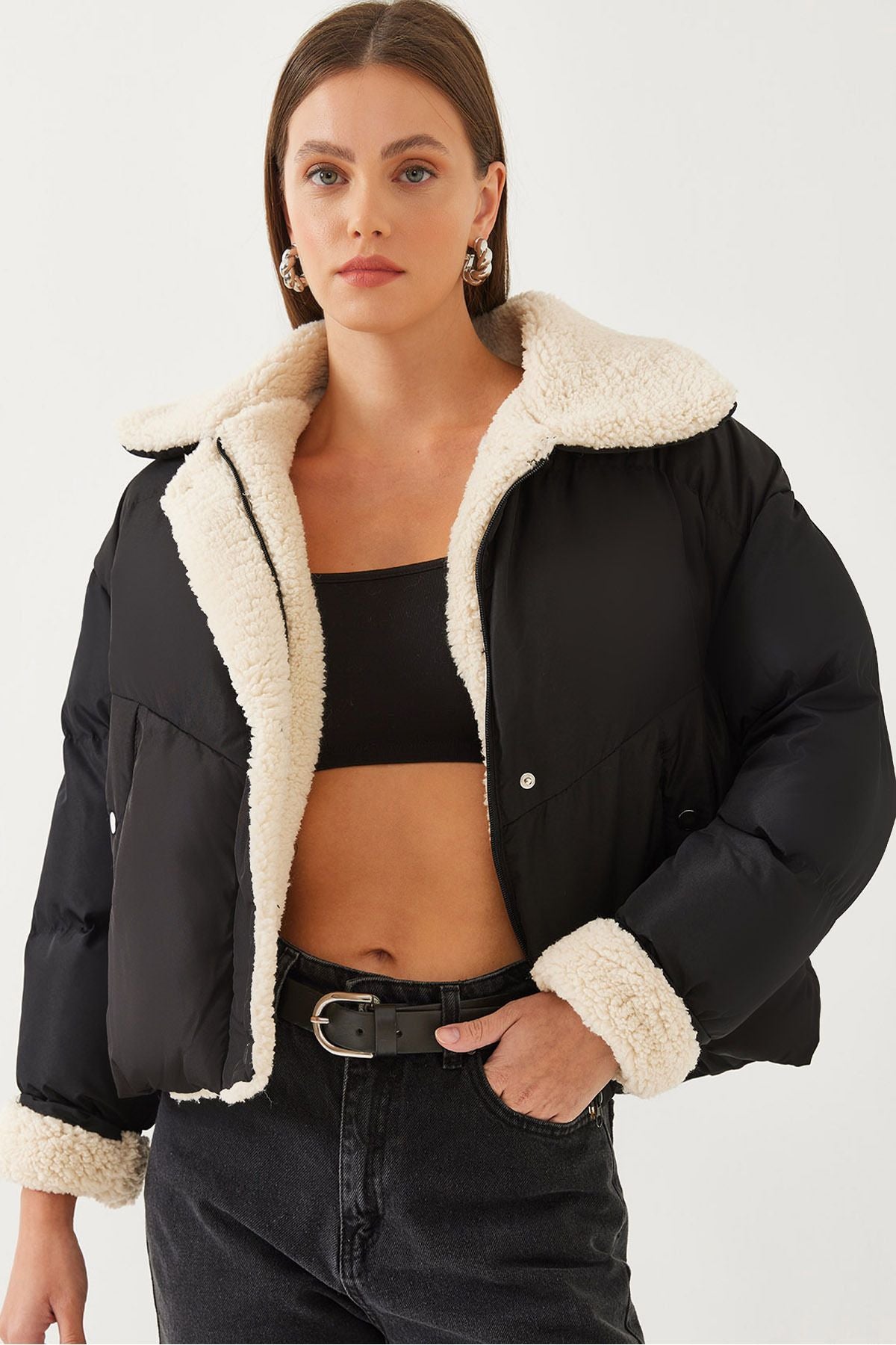 Women's Plush Detailed Inflatable Coat HK-003 60351017