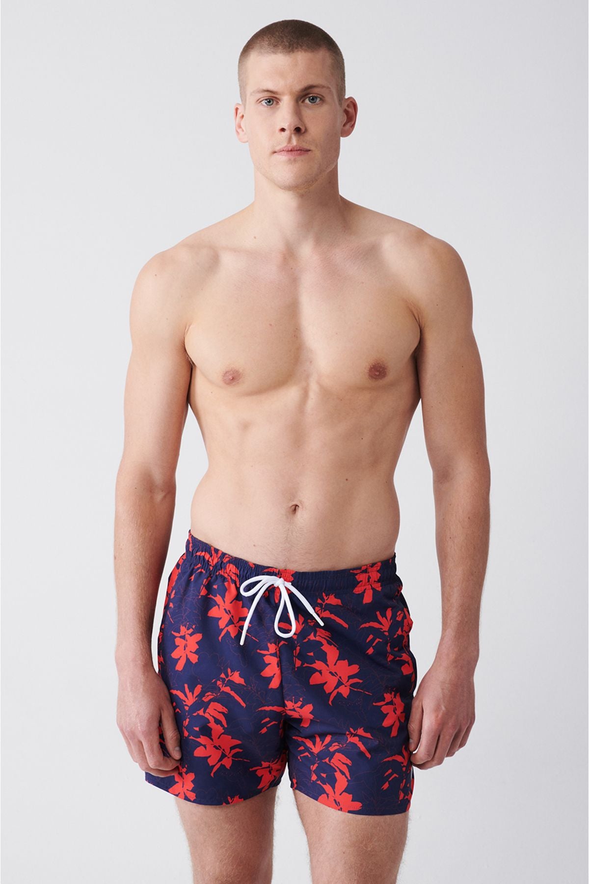 Men's navy blue-red fast-drying printed standard Size Mayo Sea Short E003802