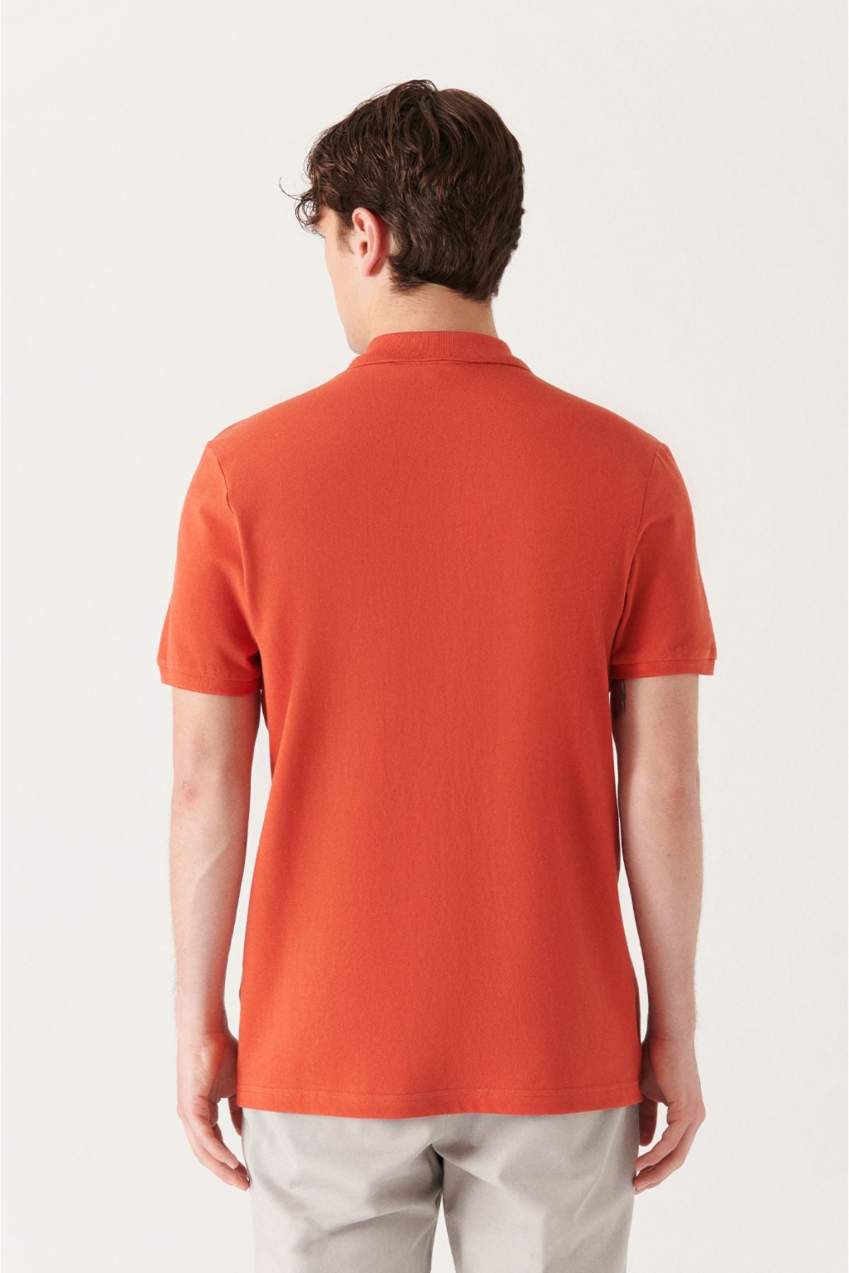 Men's Dark Orange 100 %Cotton Cool Polo Yaka T-Shirt E001004
