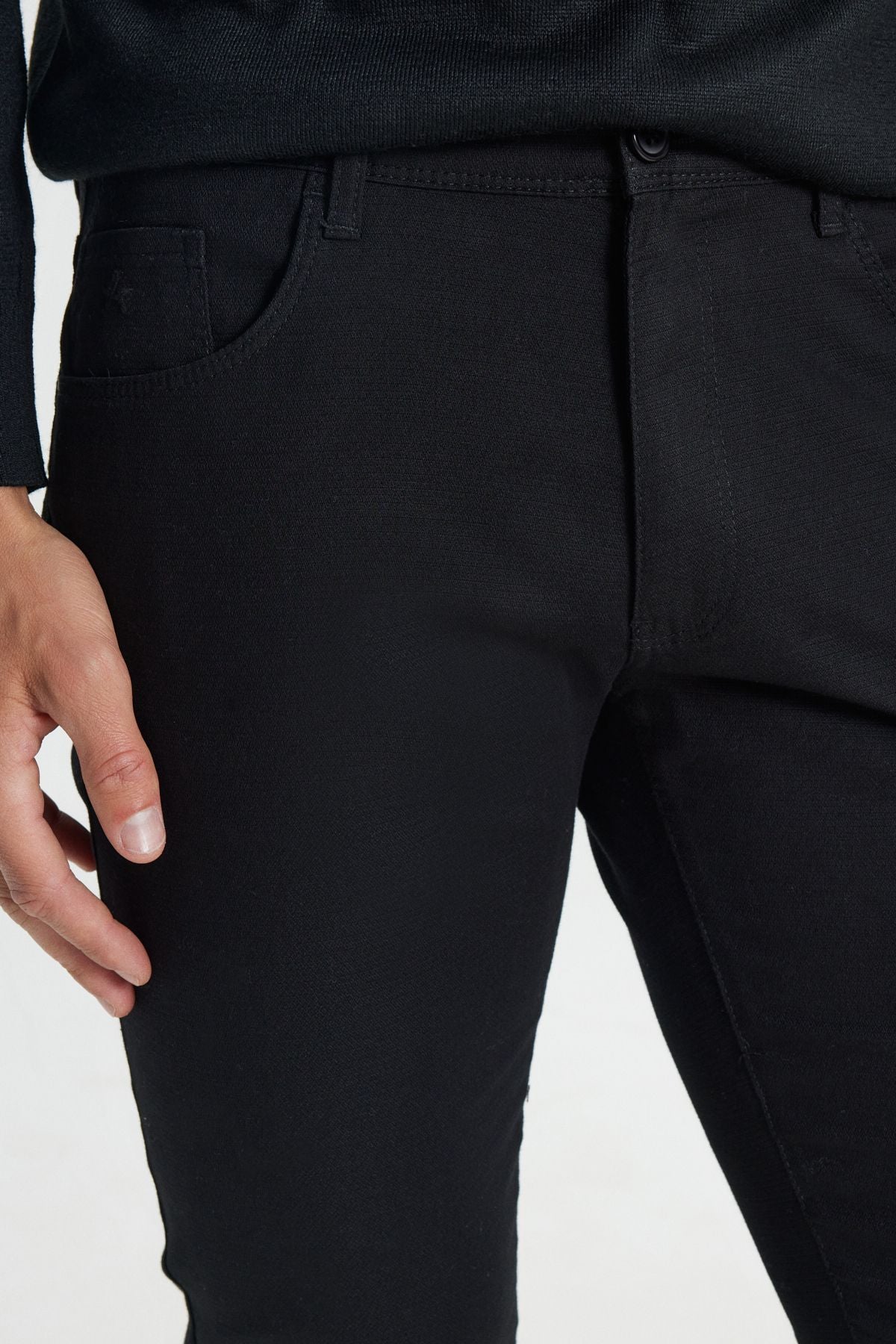 Men's Black Comfort Fit Casual Cut Cotton Amelor 5 Pocket Greensboro Flexible Pants
