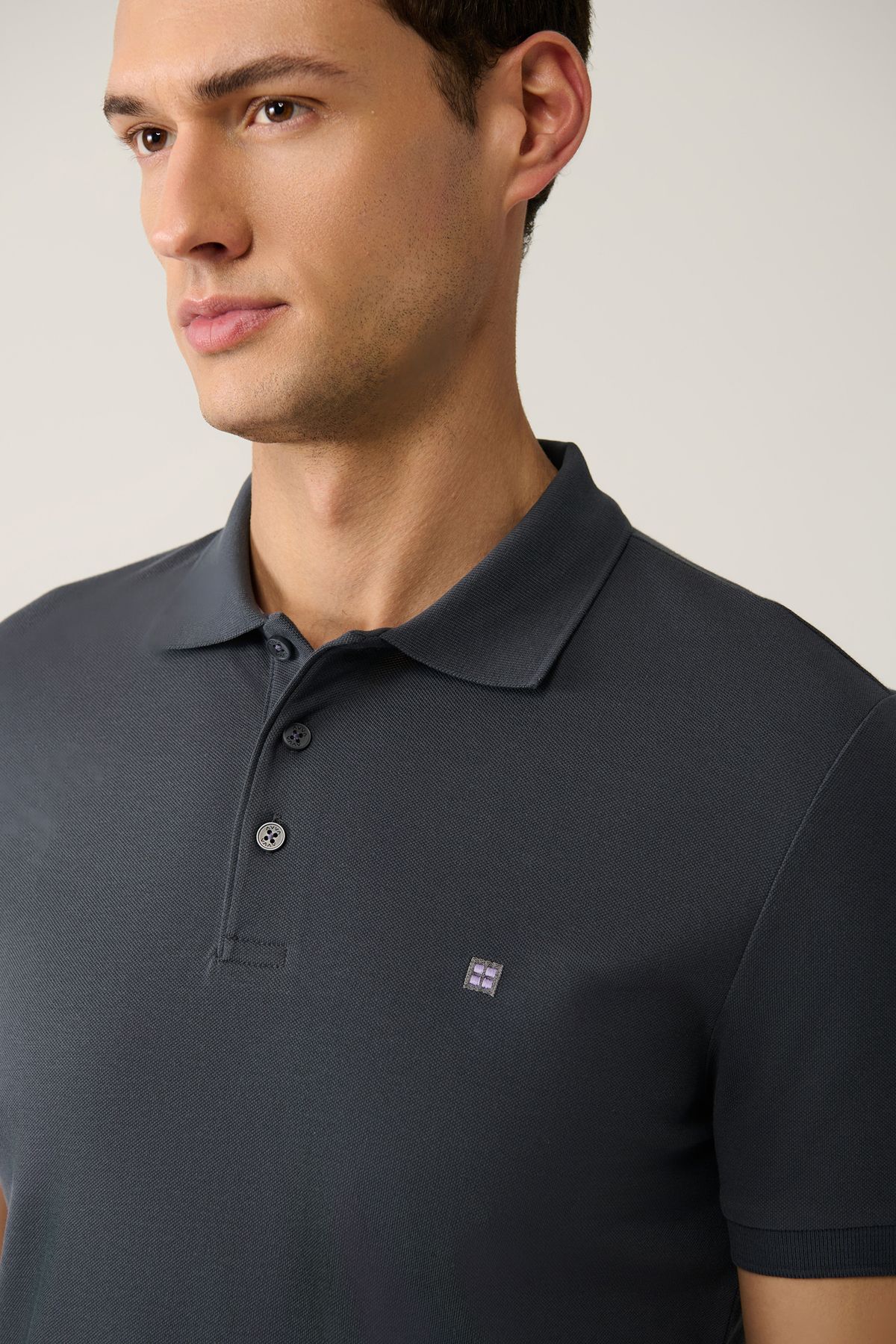 Men's anthracite 100 %cotton cool, Polo Yaka T-shirt E001004