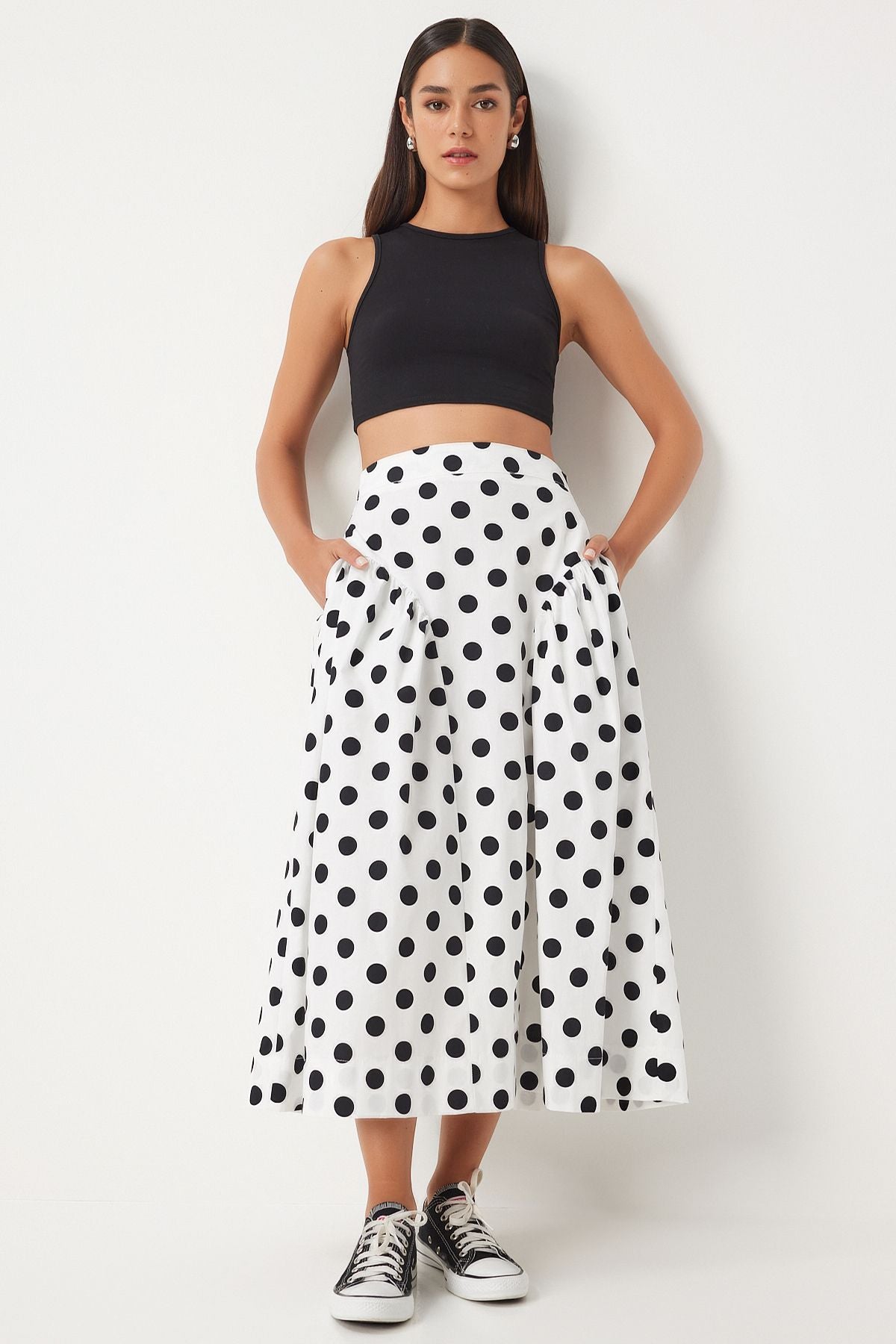 Woman White Point Summer Poplin Skirt WF00078
