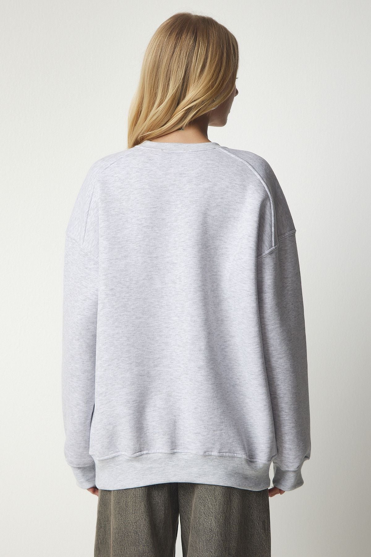 Woman Gray Melange Sweatshirt Mc00232