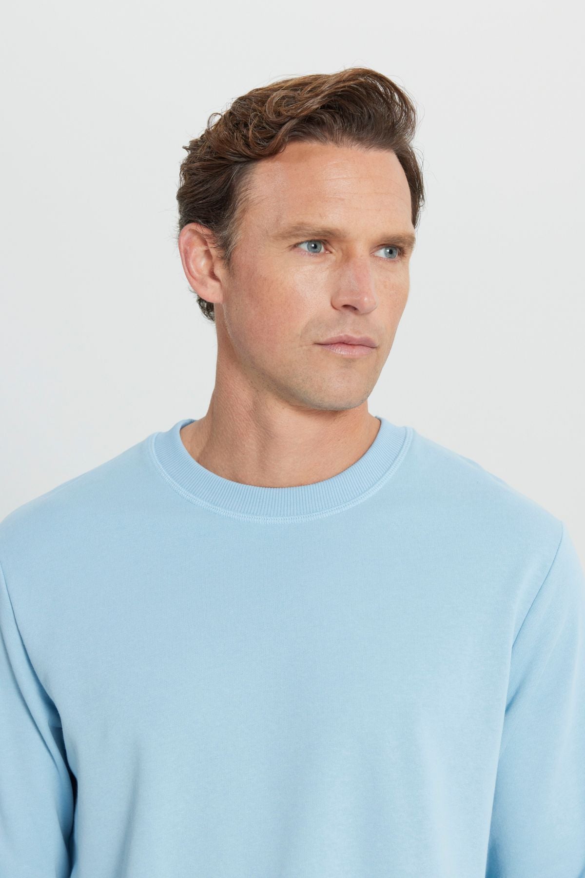 Men's Light Blue Standard Fit Normal Normal Class Bike 3 IP Cotton Sweatshirt