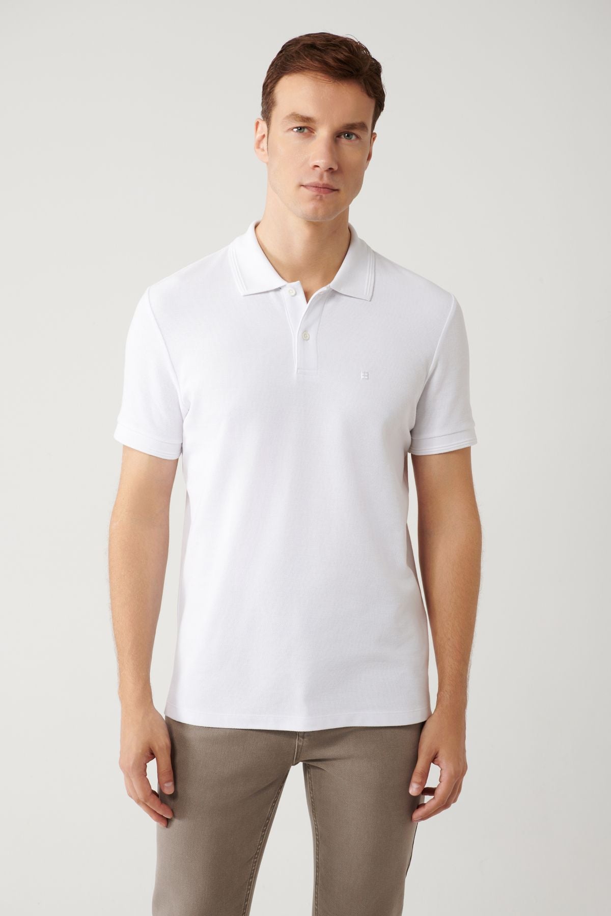 Men's White 100 %Cotton Fast Drying Polo Yaka T-shirt B001032