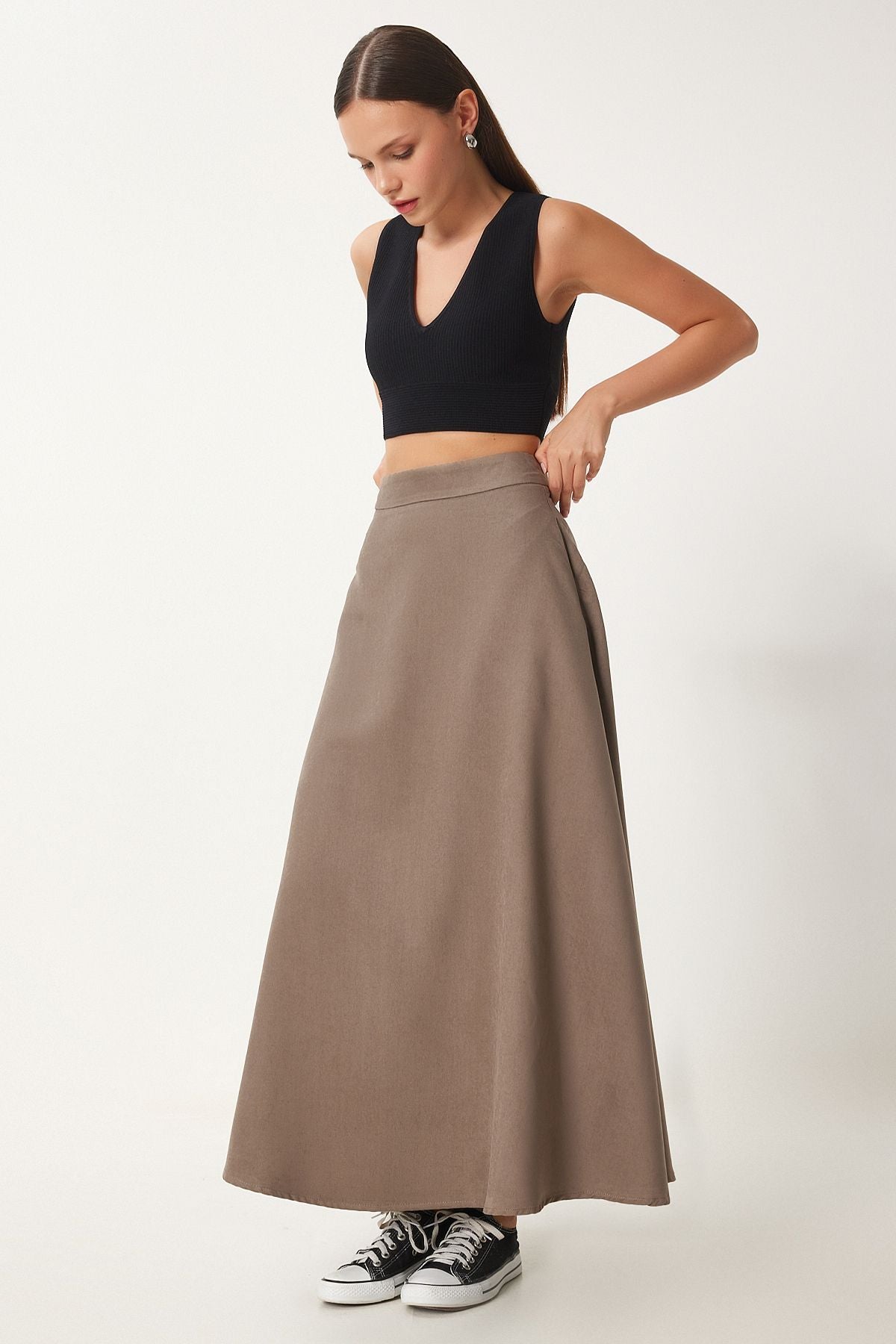 Female mink pocket jacquard suede cloch skirt RG00045