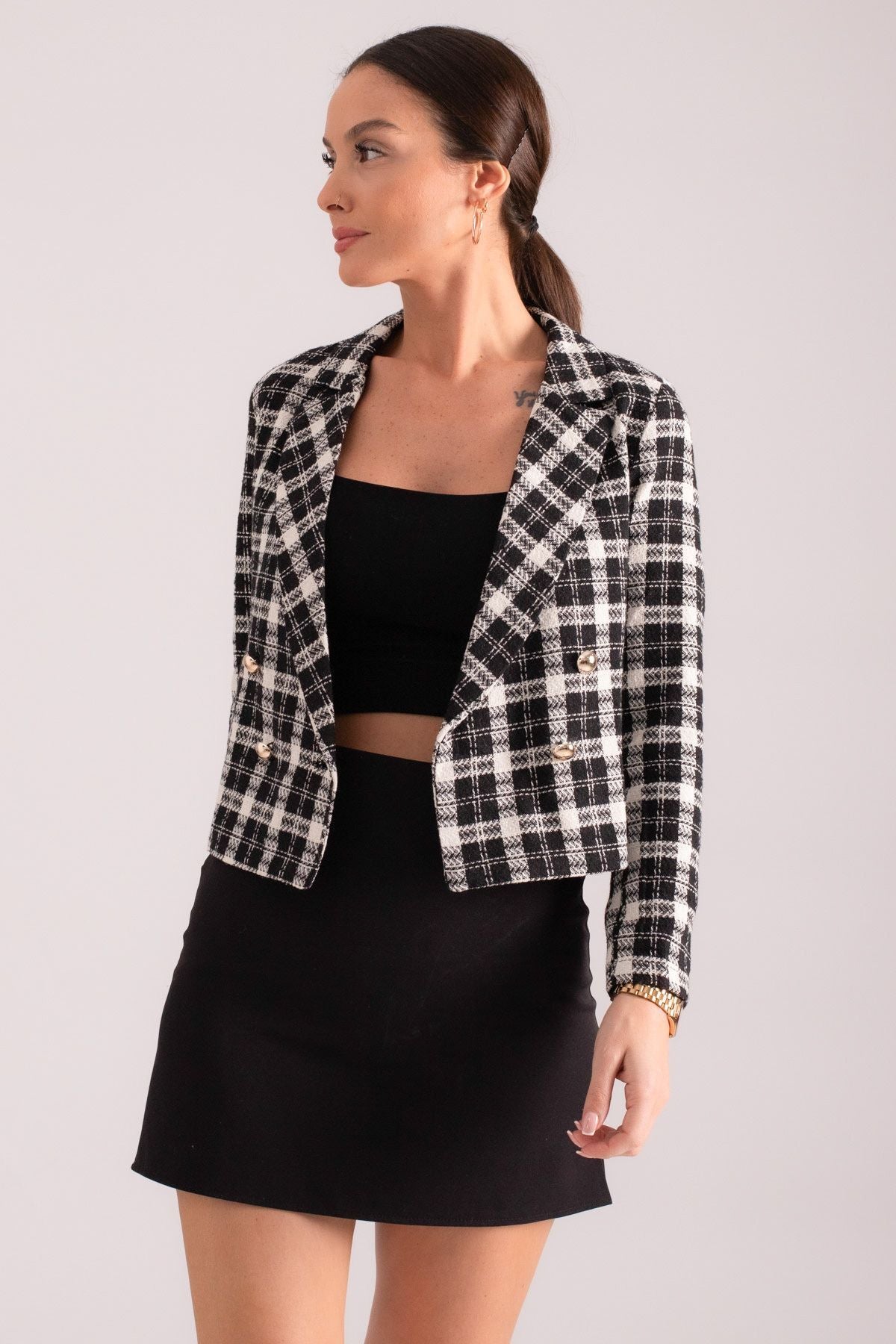 WOMEN'S BLACK-WHEEL CRABLE BRAVIT TÜVİT CROP JACKET