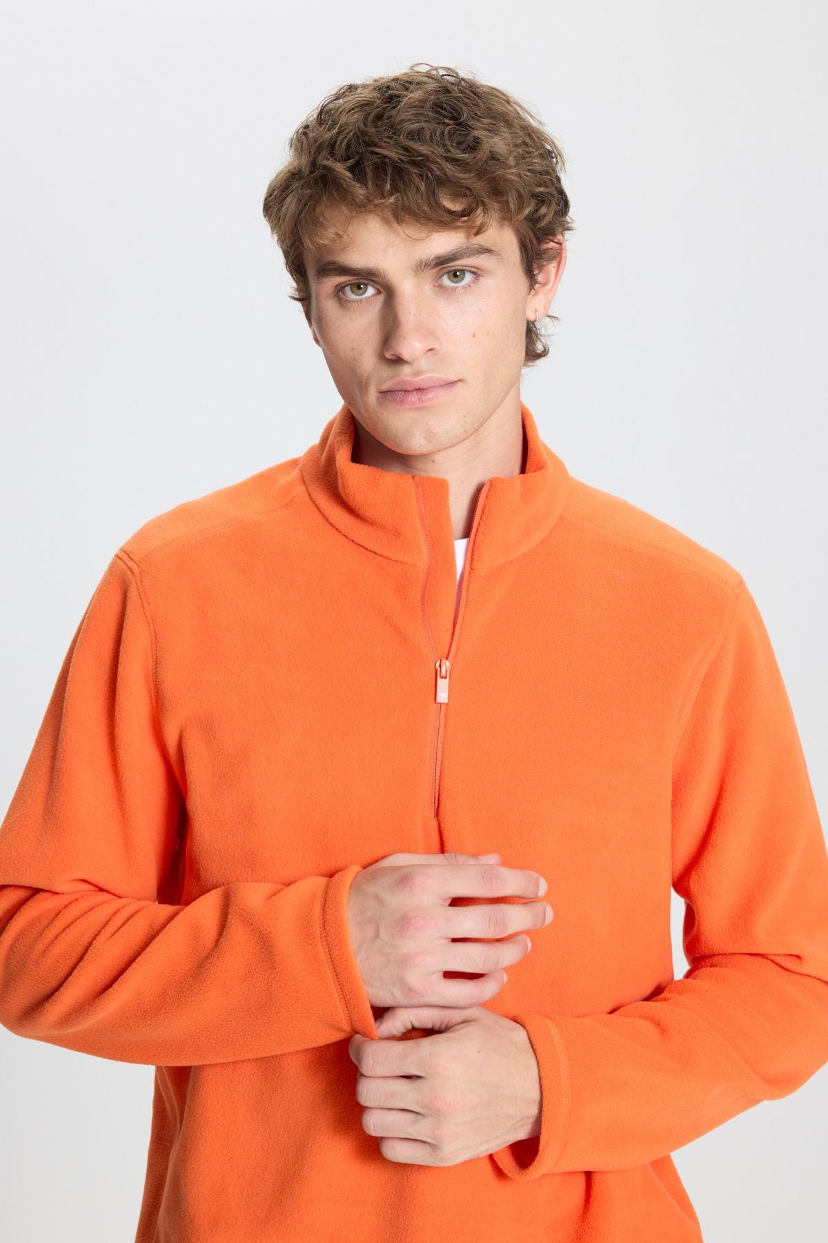 Men's Orange Anti-Pilling Flash Standard Fit Pllage Solder Cold-proof Polar Sweatshirt