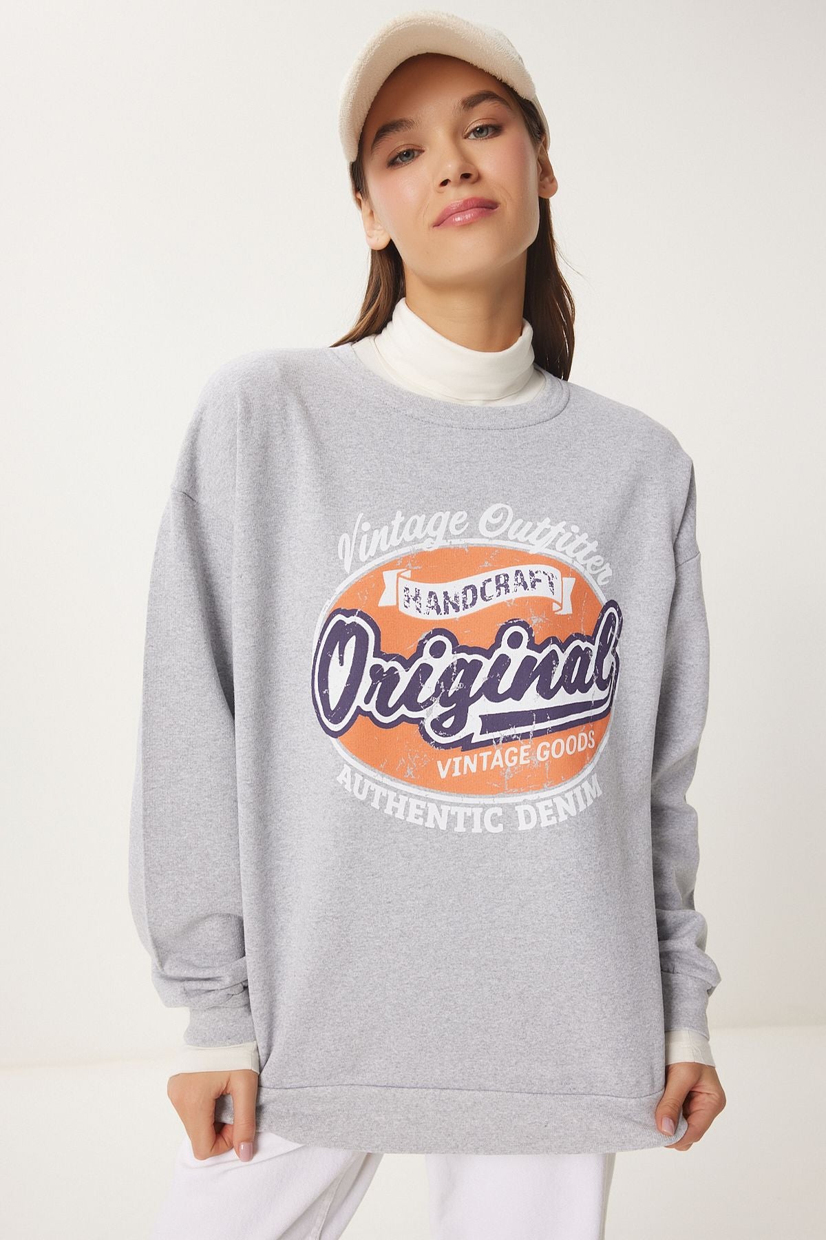 Women's Gray Printed Sweatshirt DZ00003