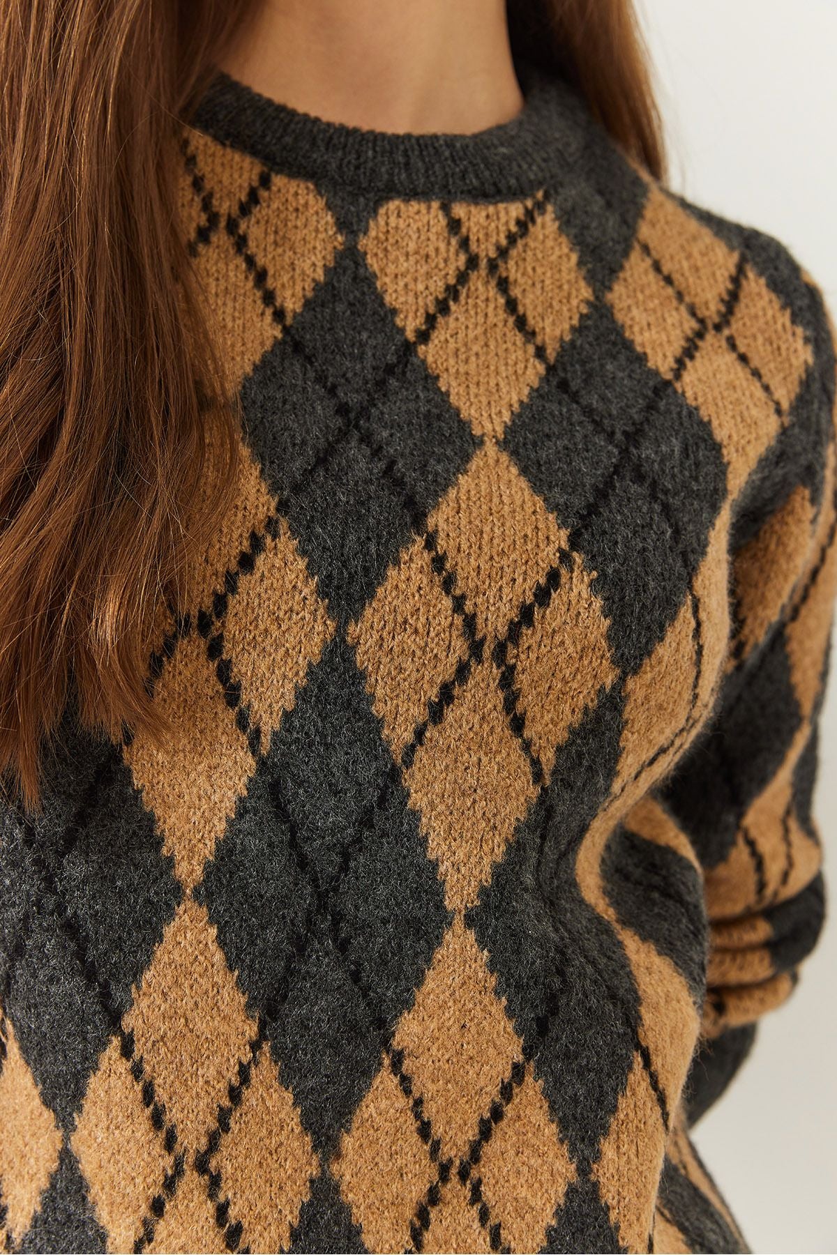 Female Bike Neck Baklava Patterned Sweater 241192 60261036