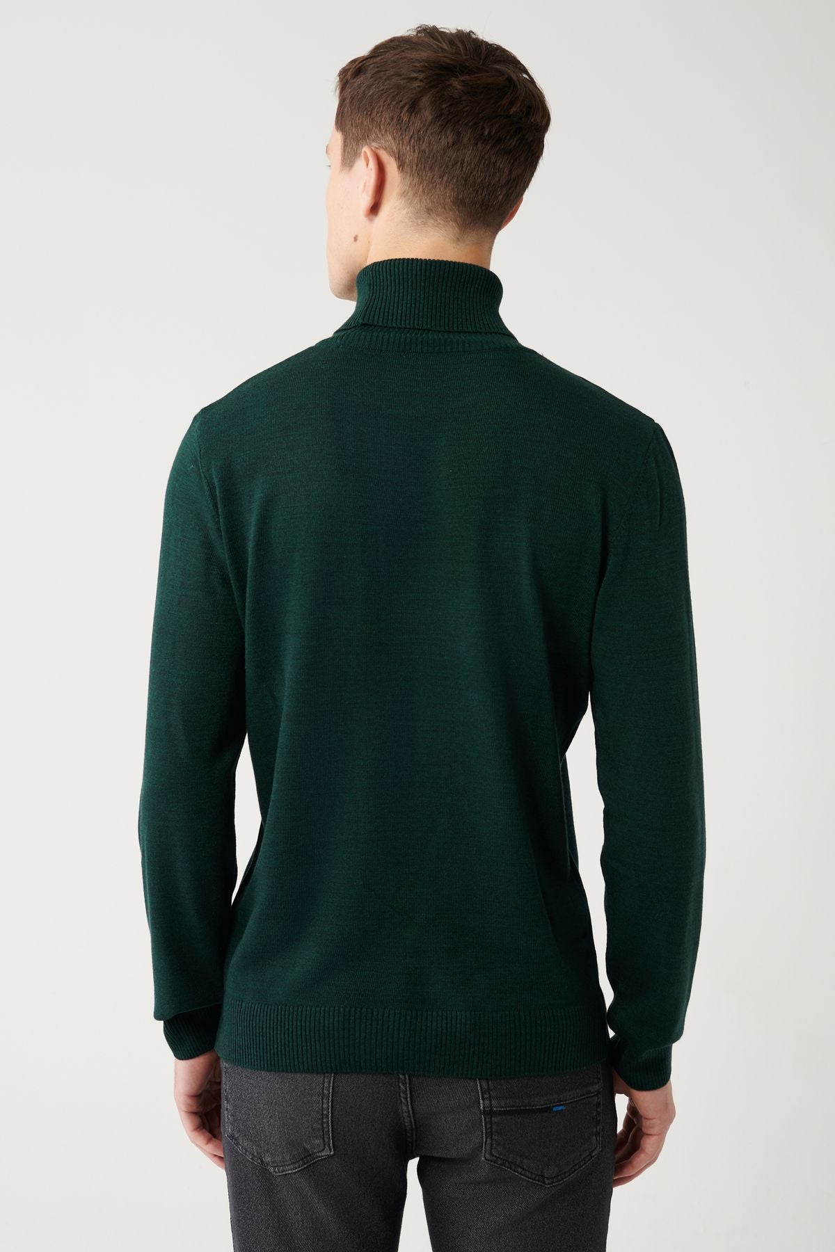 Men's Green Full Fisherman Collar Follow -up knitwear sweater E005002