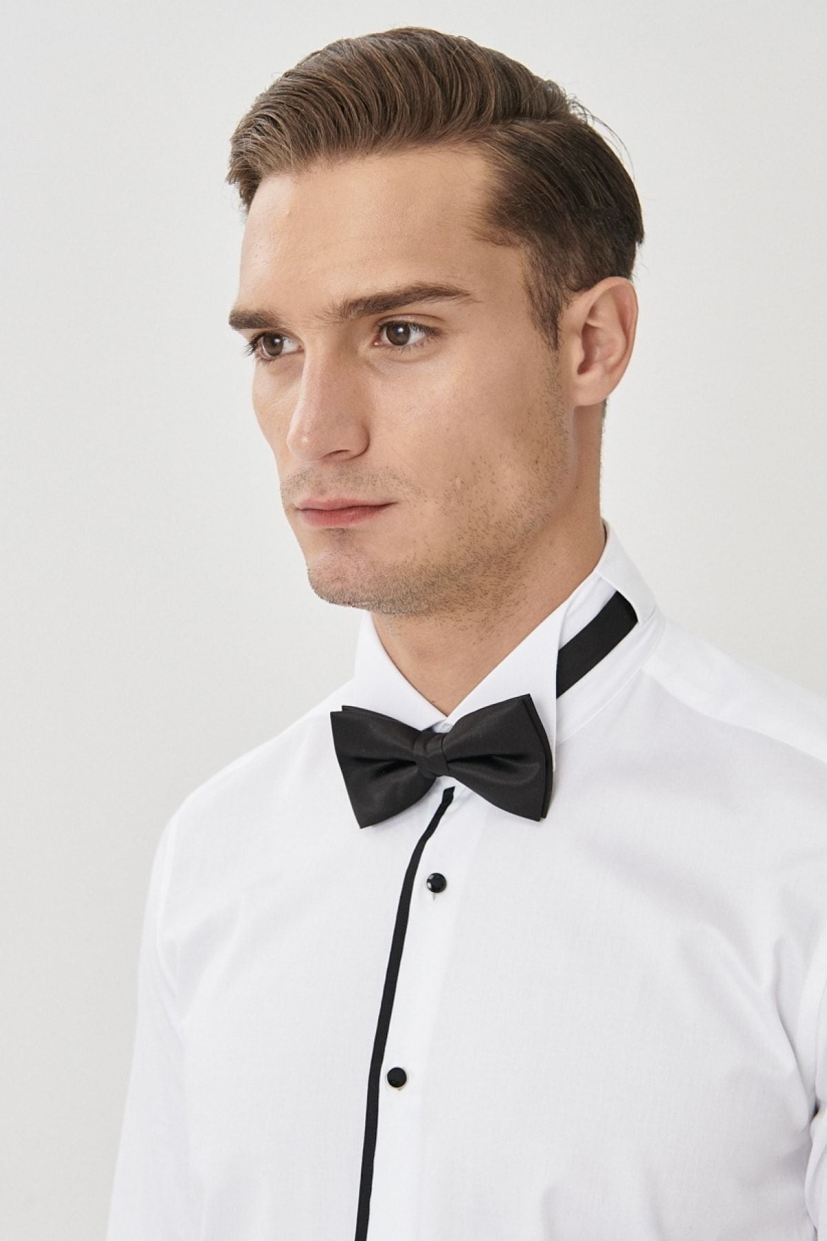 Men's White-Black Groom Horse Yaka Tailorered Slim fit narrow cut shirt