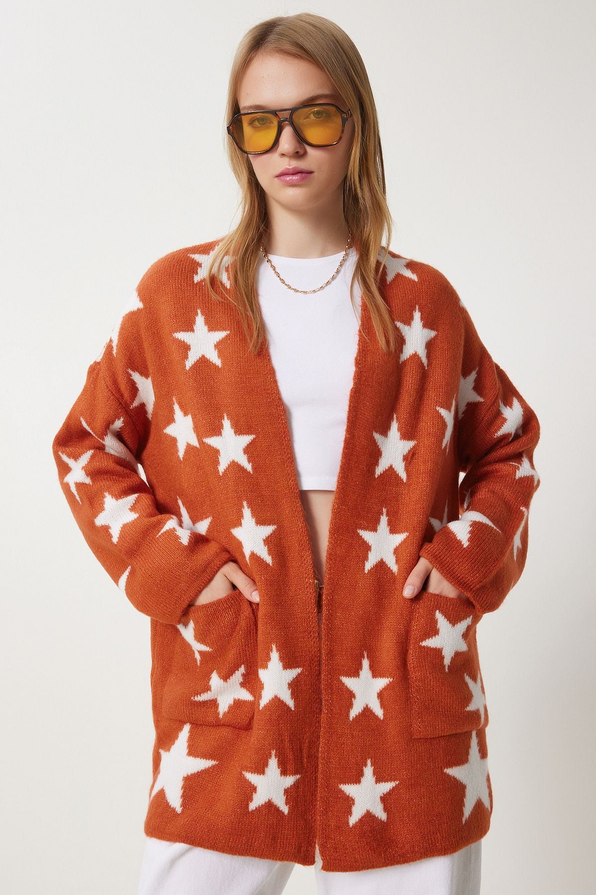 Women's Taba Star Wide Pocket Triko Cardigan CV00041