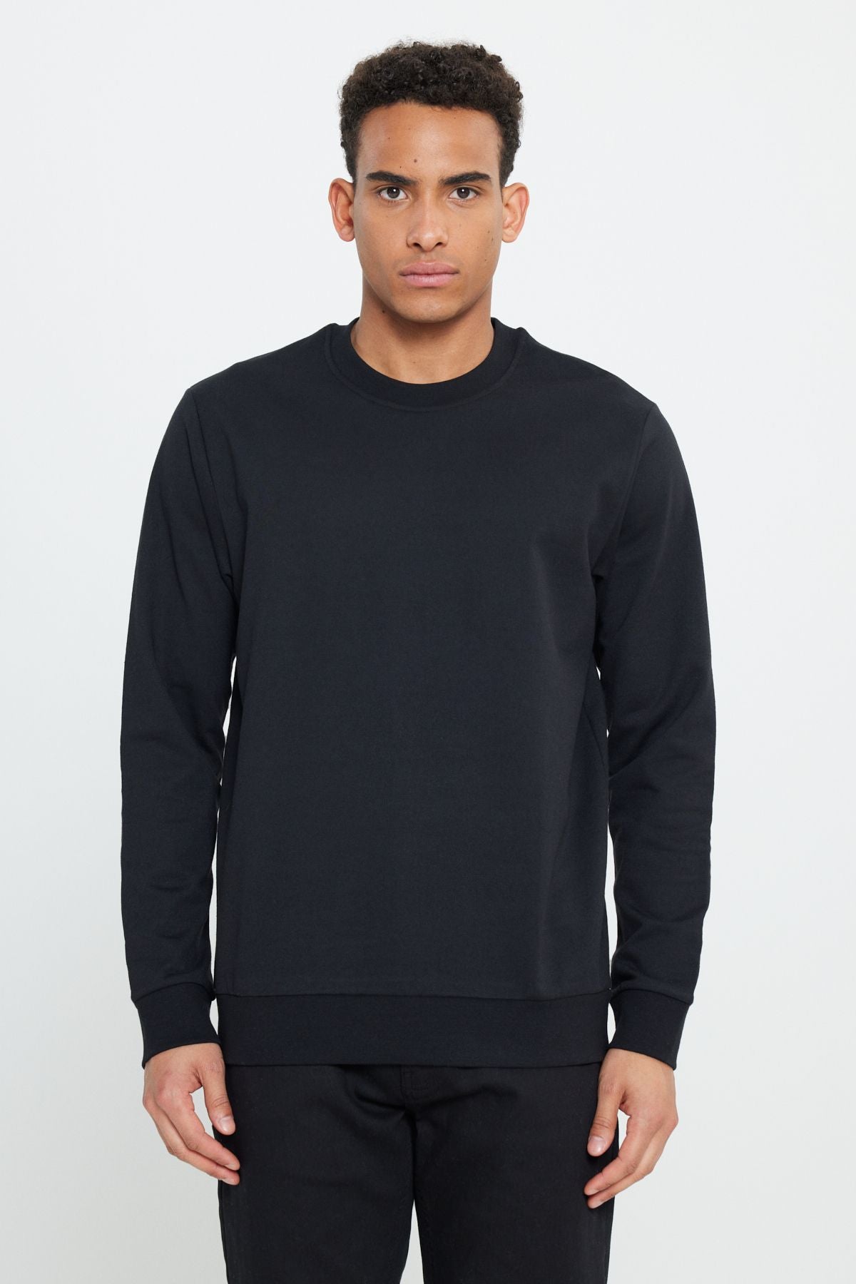 Men's Black 2 Plot Cotton Standard Fit Normal Cut Bicycle Sweatshirt