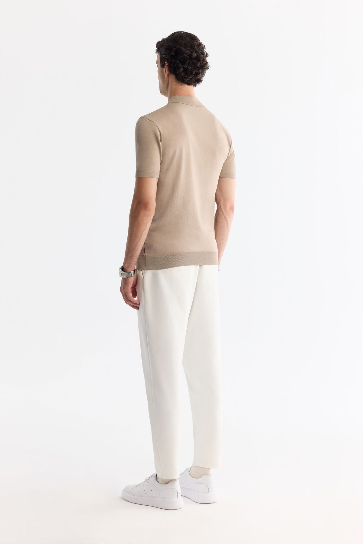 Men's Mink Polo Yaka Zippered Rayon Triko T-Shirt A42y5128