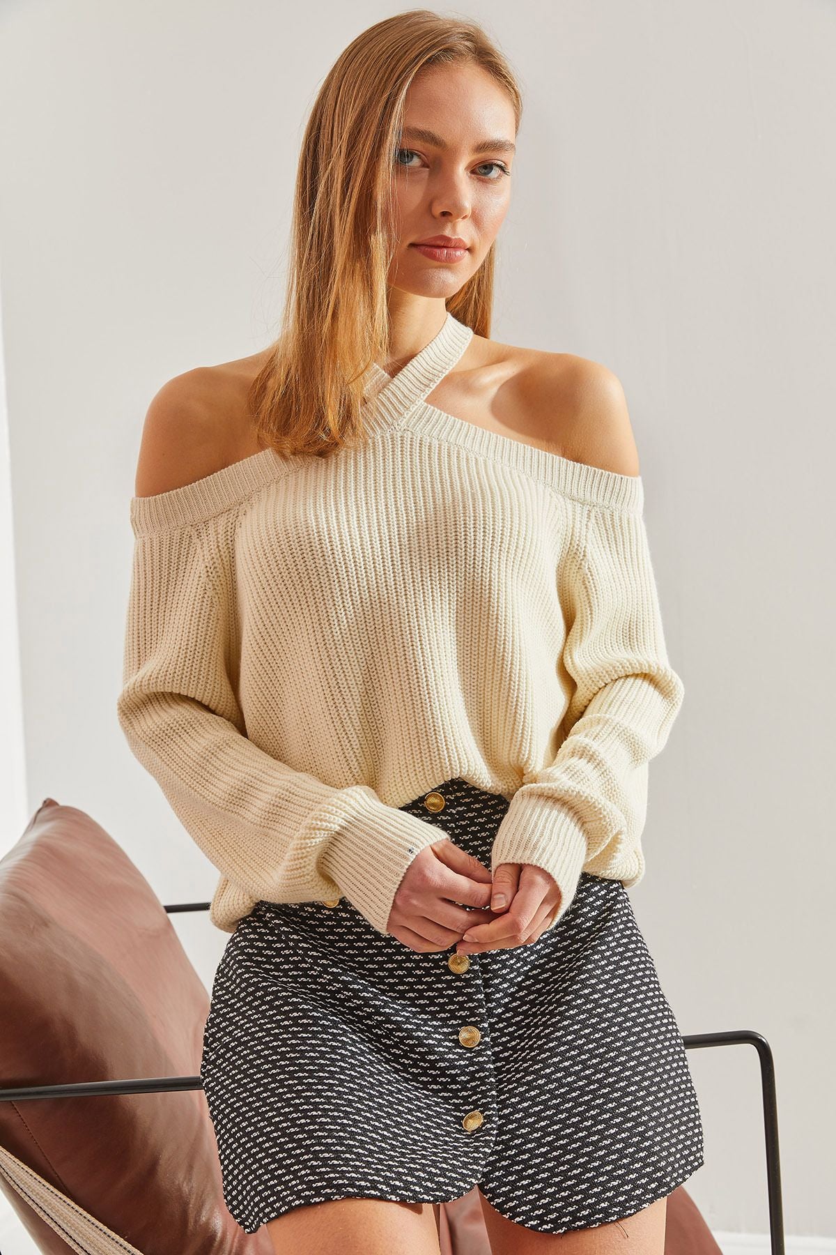 Woman Cross Strap knitwear sweater