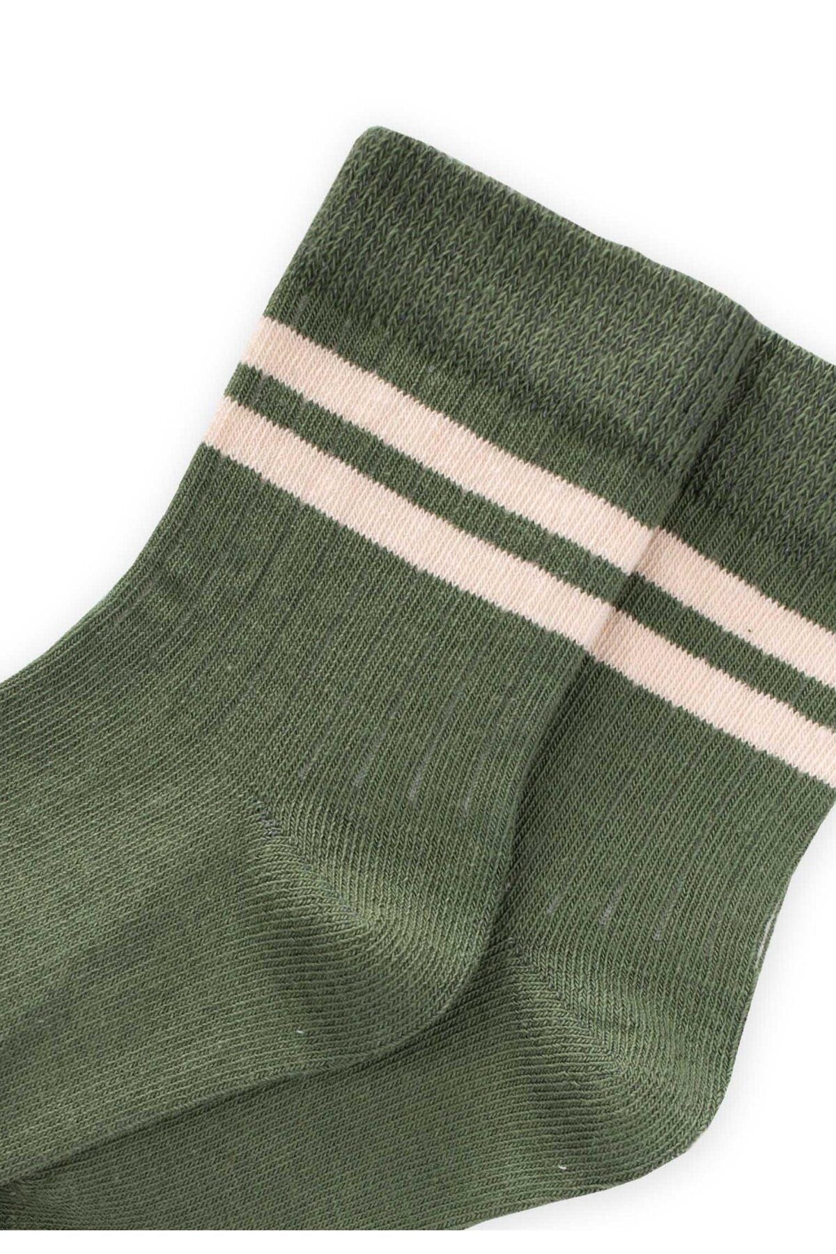 Raw striped socket 3-8 years old khaki green