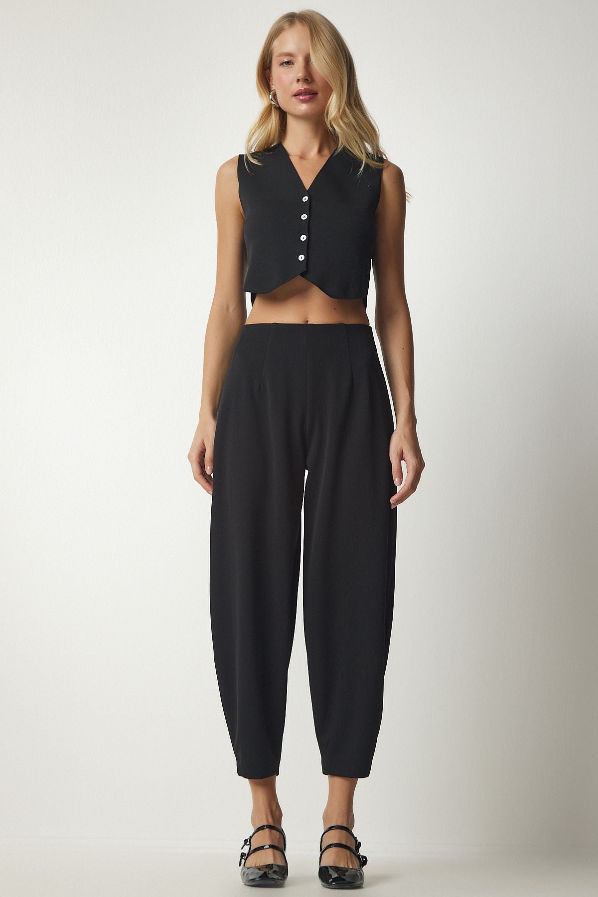 Female black pliers woven shalwar pants to00099