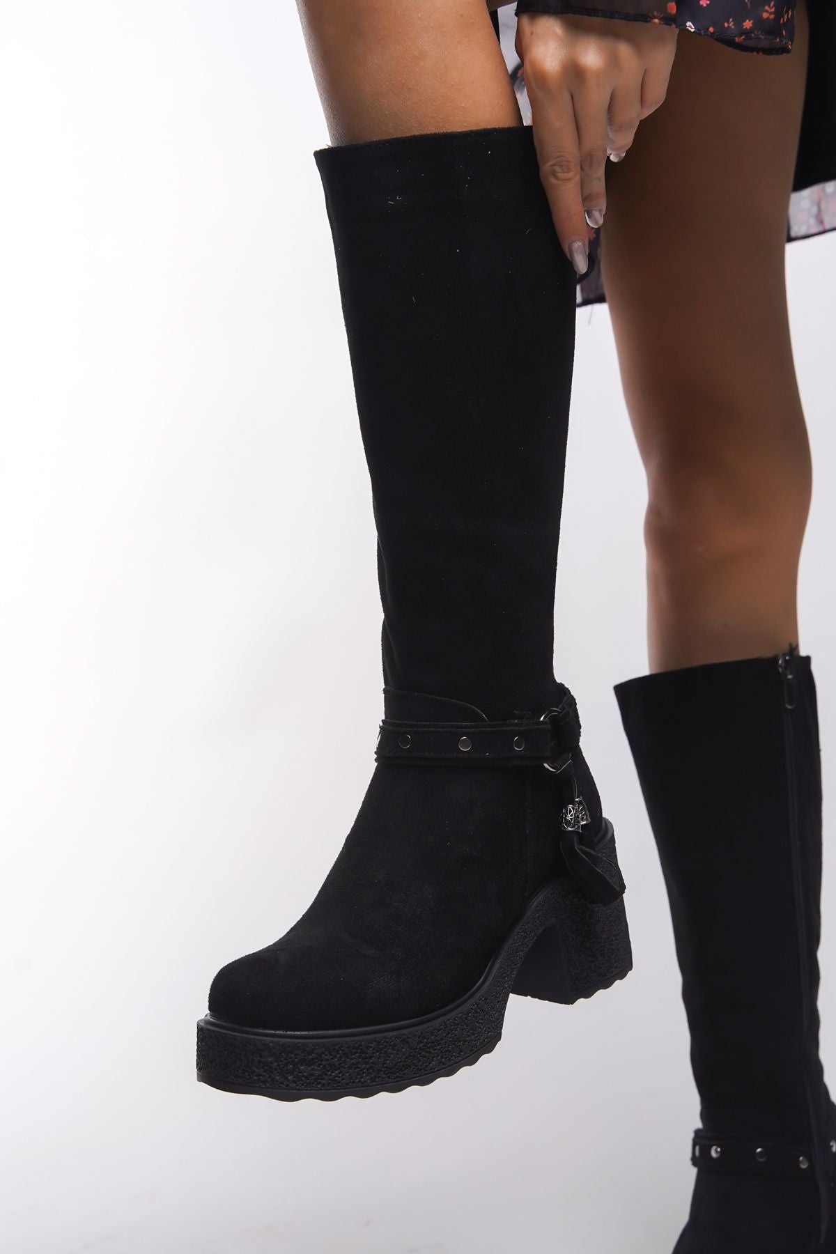 Olvirt Women Heels Boots 00122240 Black Suede