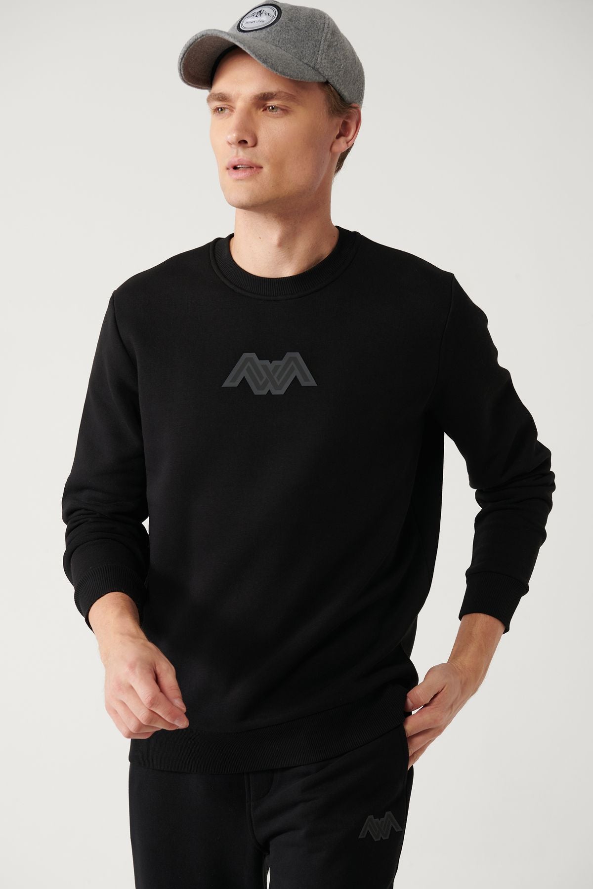 Men's black bike collar 3 -IP -shreddon printed Sweatshirt A32y1273