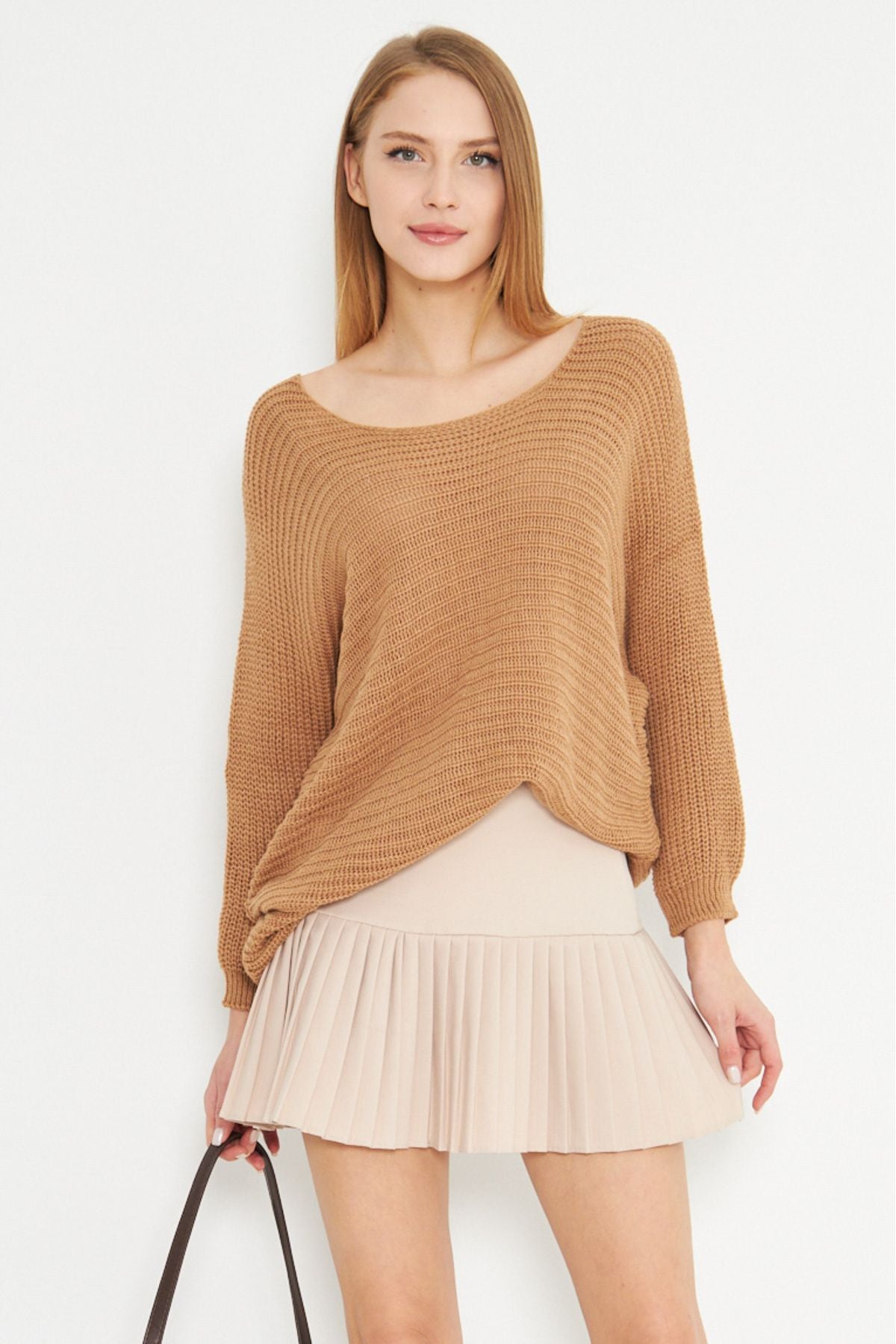 Women Camel Thessaloniki Salaş Triko Sweater ARM-21K012010