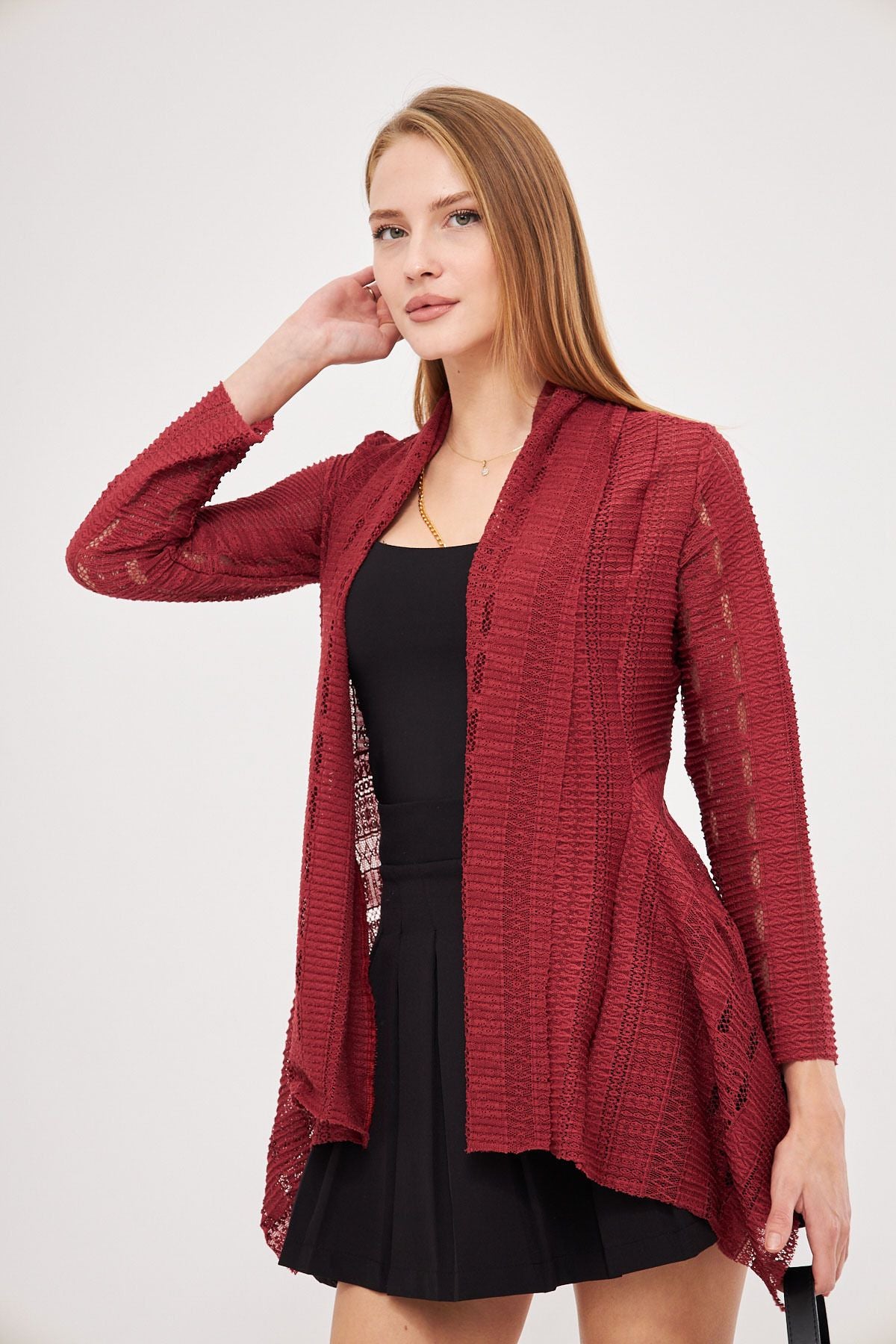 Woman Patient Patterned Patterned Cardigan ARM-221136