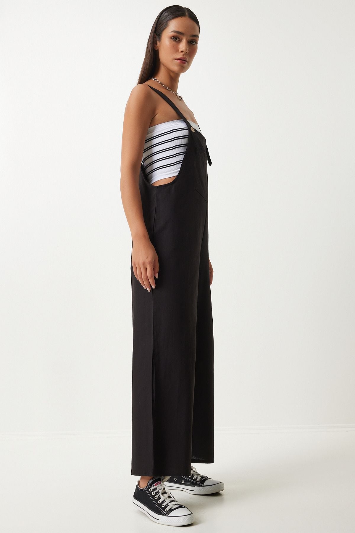 Female black strap thin gabardin summer gardener tulum ky00011