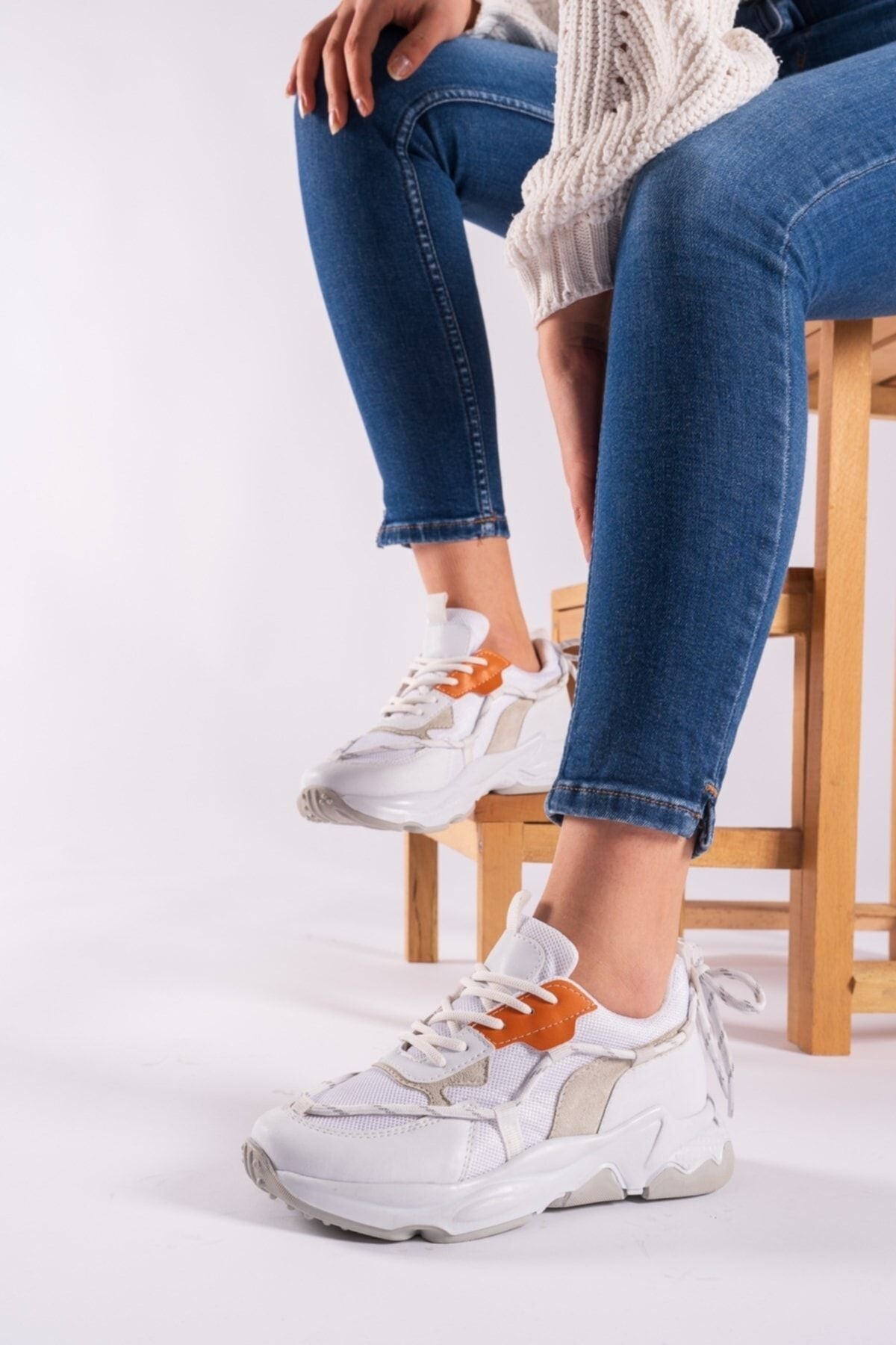 White Orange Woman Sneaker 0012190