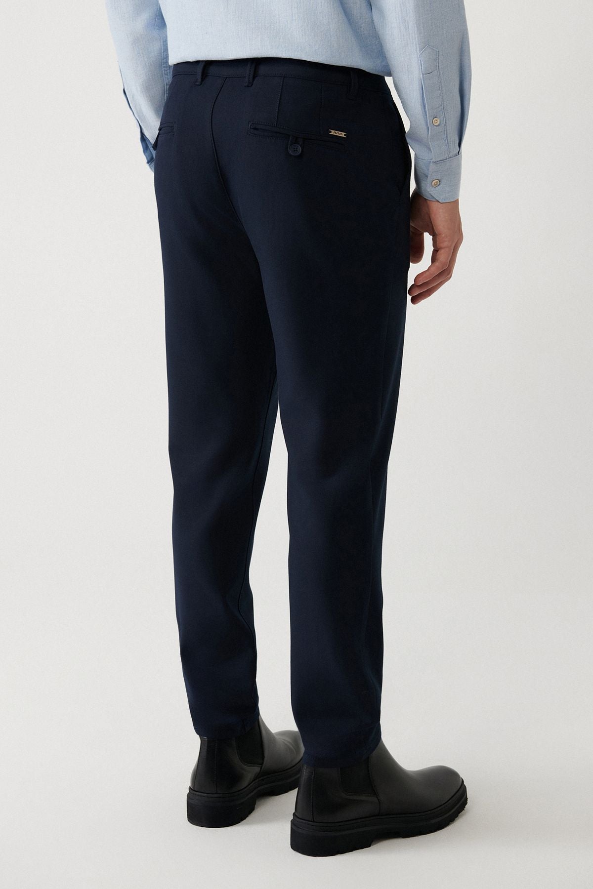 Men's navy blue side pocket with soft button Chino Trousers A32Y3070