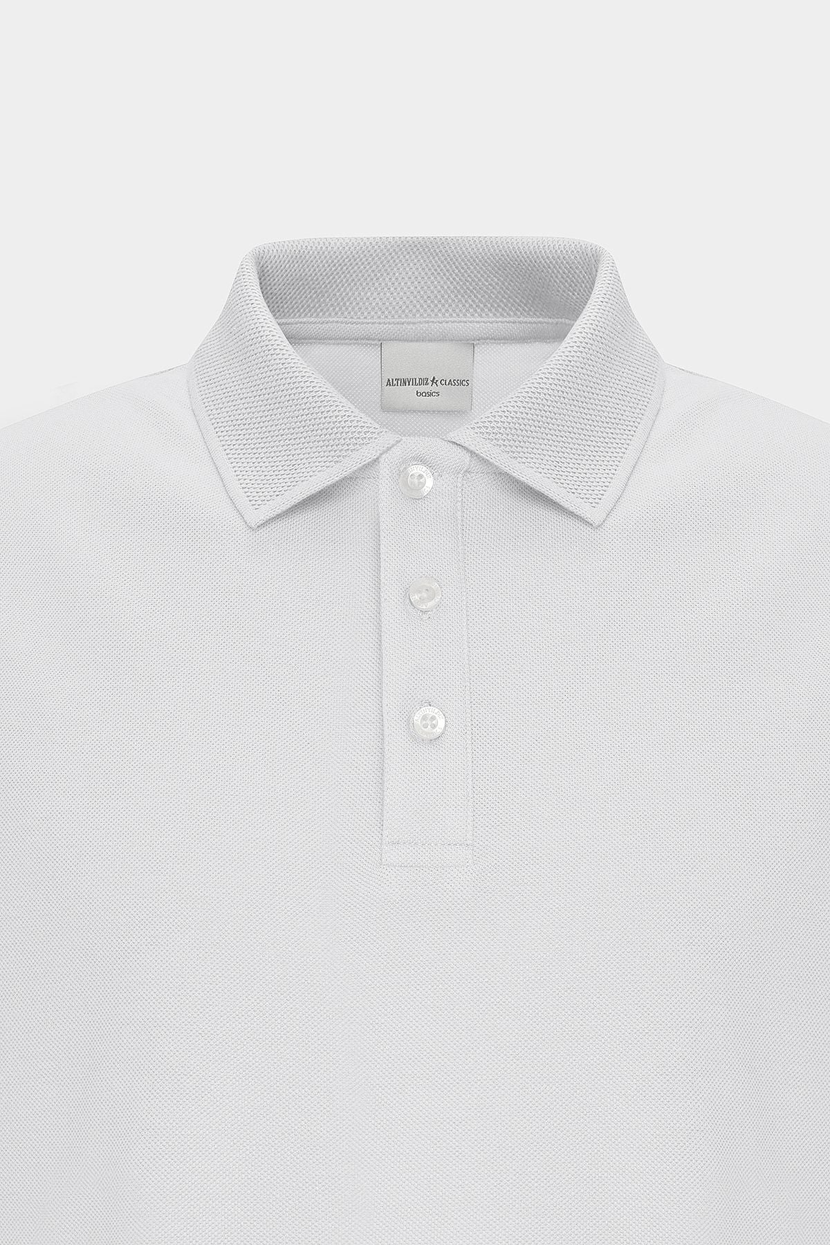 Men's White 100 %Cotton Curlled Pike Sada Slim Fit Narrow Cut T -shirt
