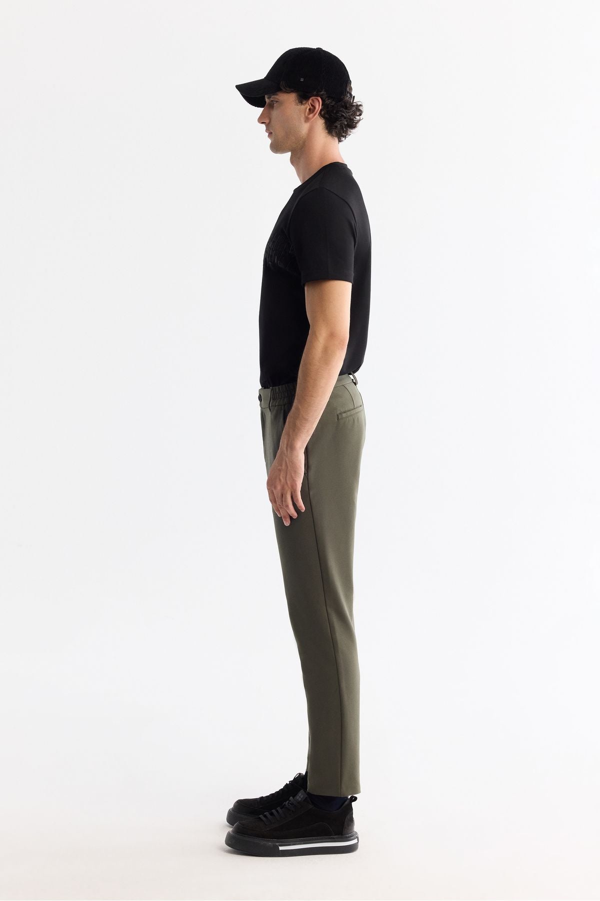 Men's Khaki Kırışmaz Fast Drying Waist Extra Flexible Technical Fabric Pants A42Y3065