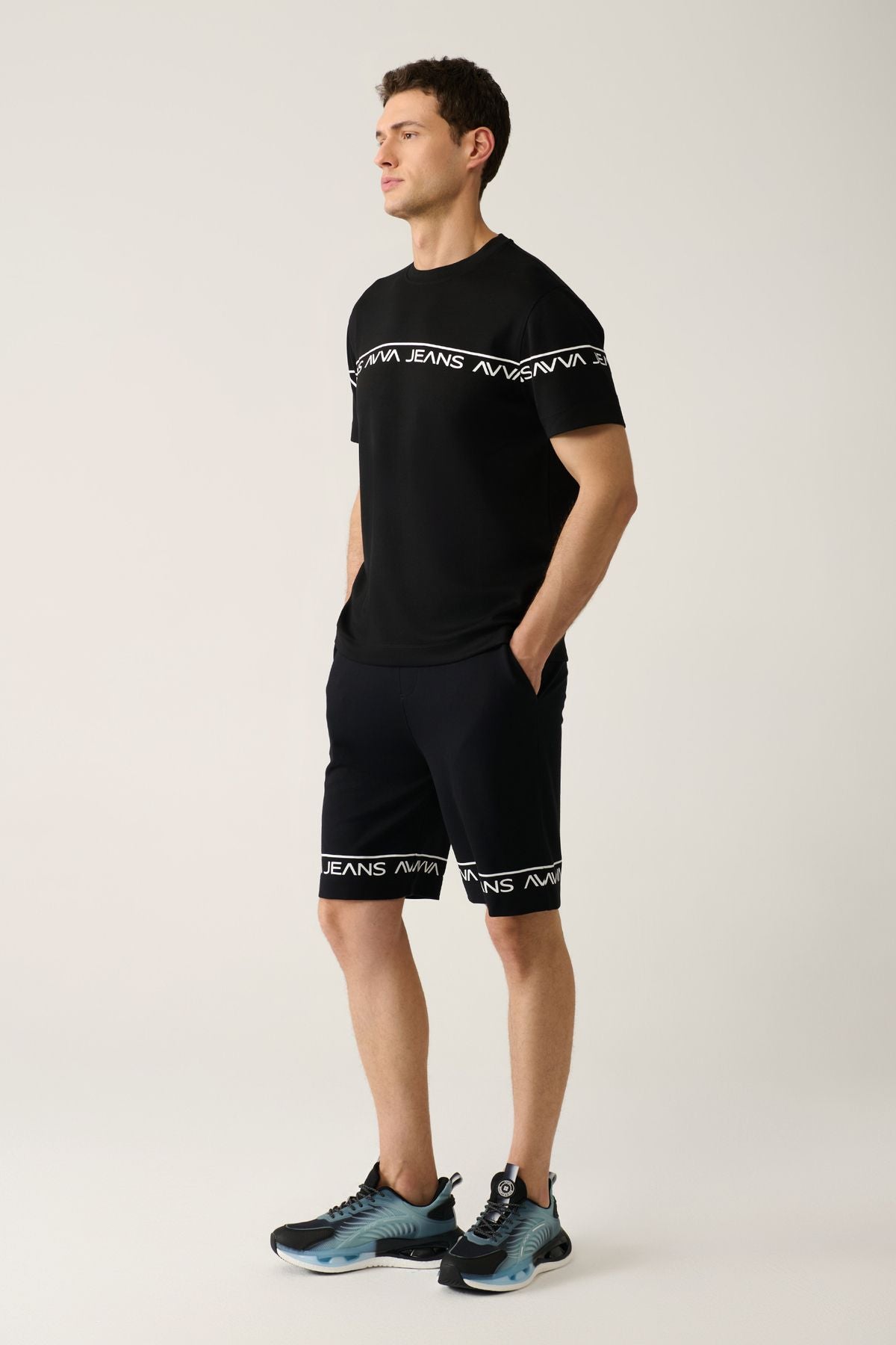 Men's Black Side Pocket Printed Soft Touch shorts A41y3646