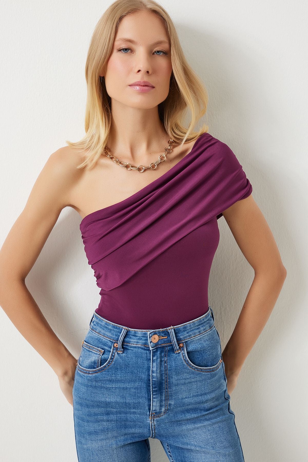 Woman Pins One Shirred Shirred Knitting Blouse DZ00112